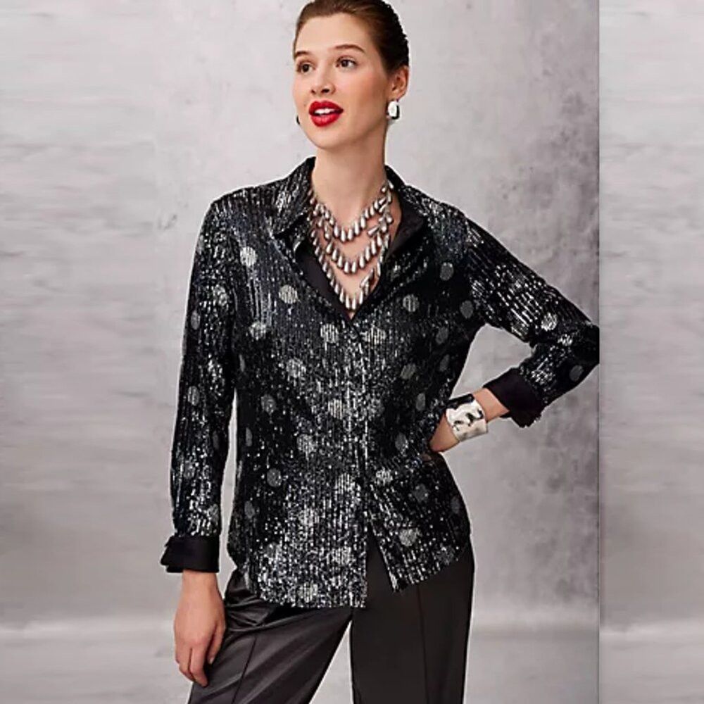 Isaac Mizrahi NWT New Isaac Mizrahi Live! Always Isaac Printed Sequin Blo Size XS / US 0-2 / IT 36-38 - 1 Thumbnail