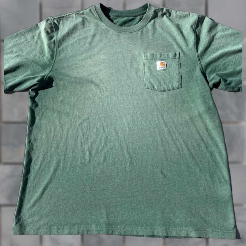 Carhartt Carhartt T-Shirt Green Logo Pocket XL Crew Loose Cotton Workwear Street Men Size US XL / EU 56 / 4 - 1 Thumbnail