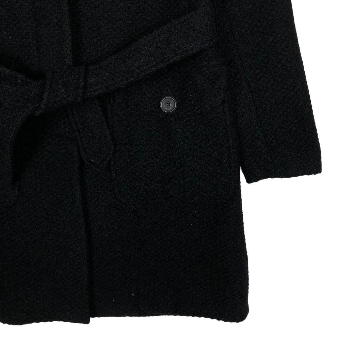 Japanese Brand 🔥Rich Black Long Jacket Wool Herringbone Guess Italy Size US S / EU 44-46 / 1 - 5 Thumbnail