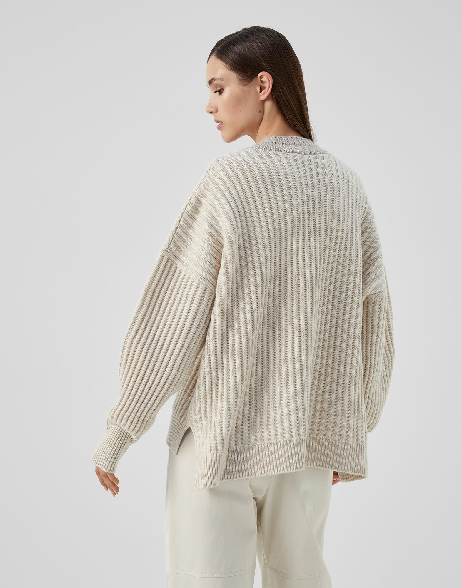 Brunello Cucinelli o1y0725 Cashmere Blend Sweater in Sand Size L / US 10 / IT 46 - 4 Thumbnail