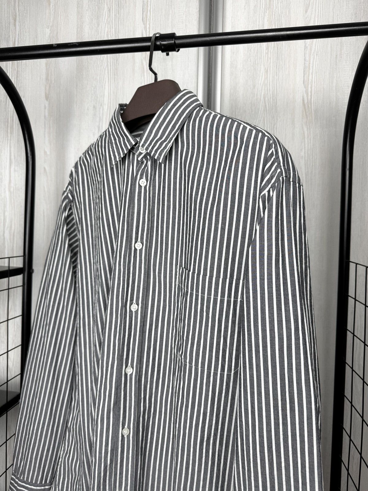 Ermenegildo Zegna Zegna Sport Striped Grey/White Cotton Shirt Pinstripe XXL Size US XXL / EU 58 / 5 - 4 Thumbnail