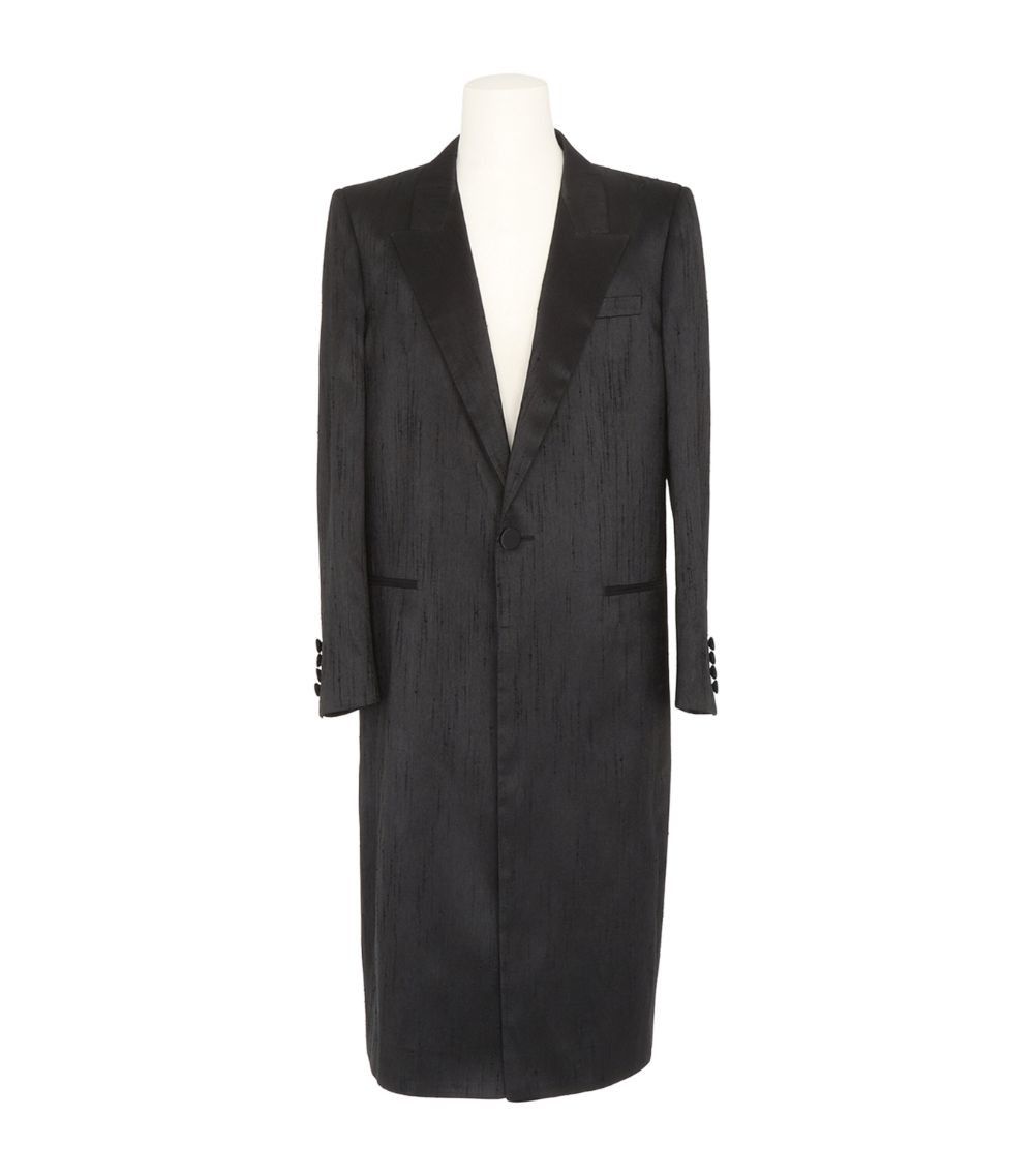 Saint Laurent Paris o1bcso1str0924 Manteau Satin Shantung Noir in Black Size US M / EU 48-50 / 2 - 1 Thumbnail