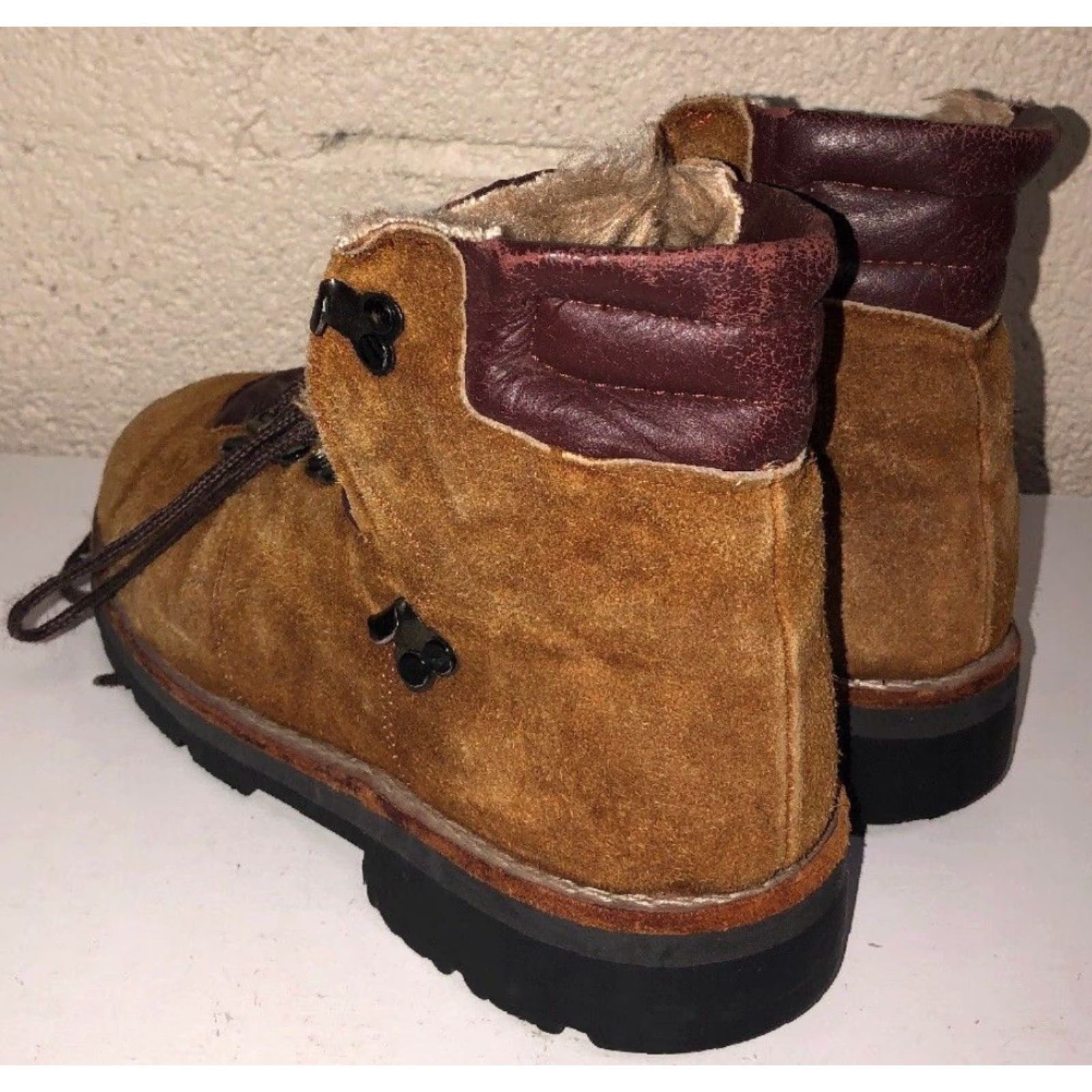 Vintage Custom Made Suede Boots W/ Land Roger Soles Suede Sherpa Lined Size 8 Mens Size US 8 / EU 41 - 2 Thumbnail