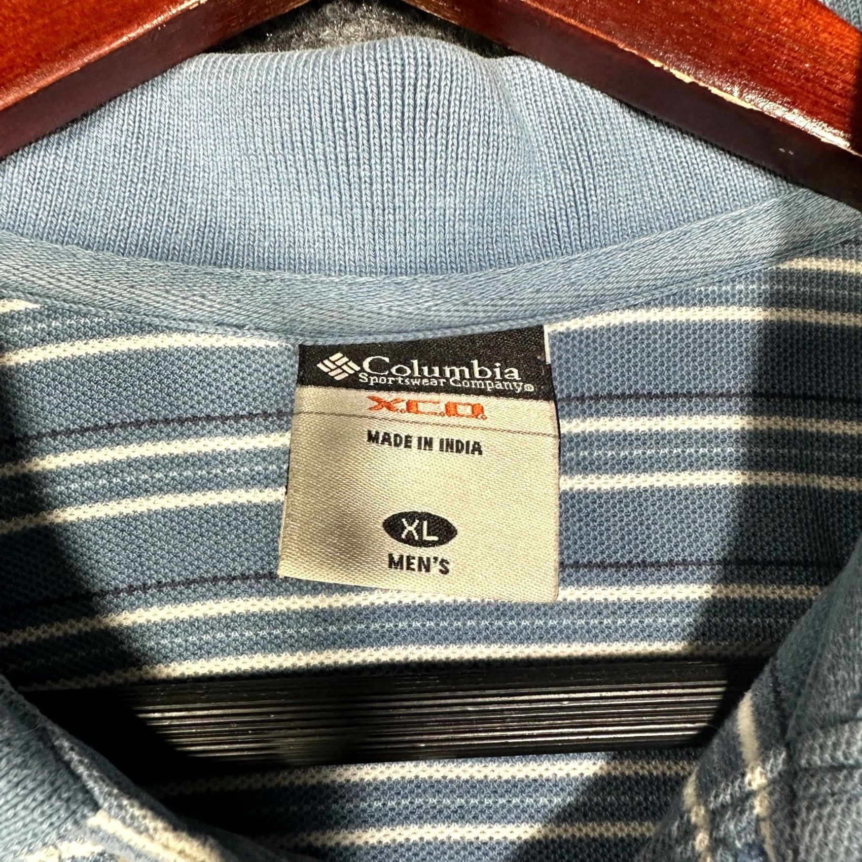 Vintage Columbia XCO Polo Shirt Mens XL Blue White Stripe Cotton Short Sleeve Polo Shirt Size US XL / EU 56 / 4 - 4 Thumbnail