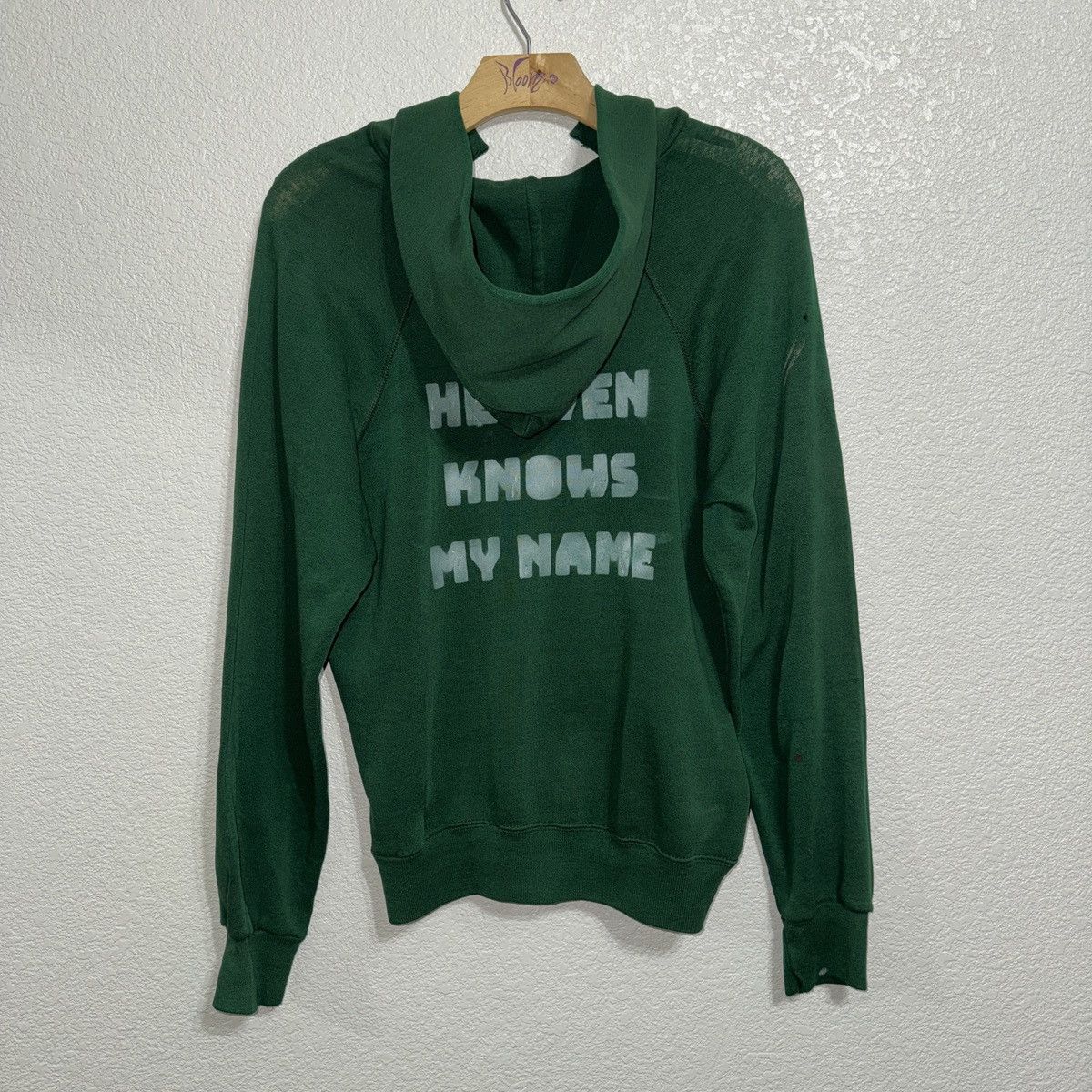 Vintage Vintage Heaven Knows My Name Forrest Green Sunfaded Hoodie Size US S / EU 44-46 / 1 - 2 Thumbnail
