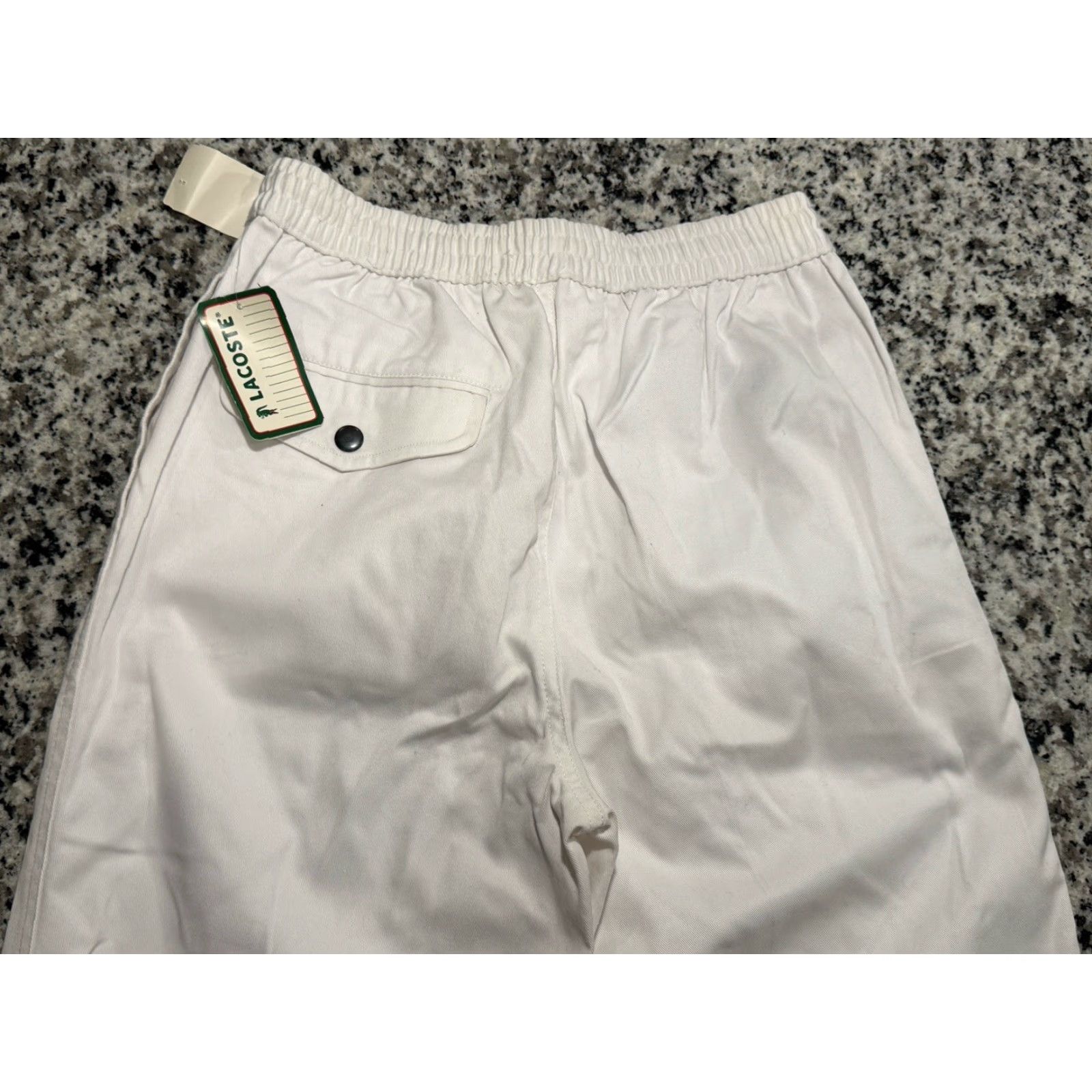Izod VINTAGE Izod Lacoste Pants Chino White Solid Drawstring Elastic Waist Men Size S Straight Leg 35.5 in Inseam Mens Size US 29 - 6 Thumbnail