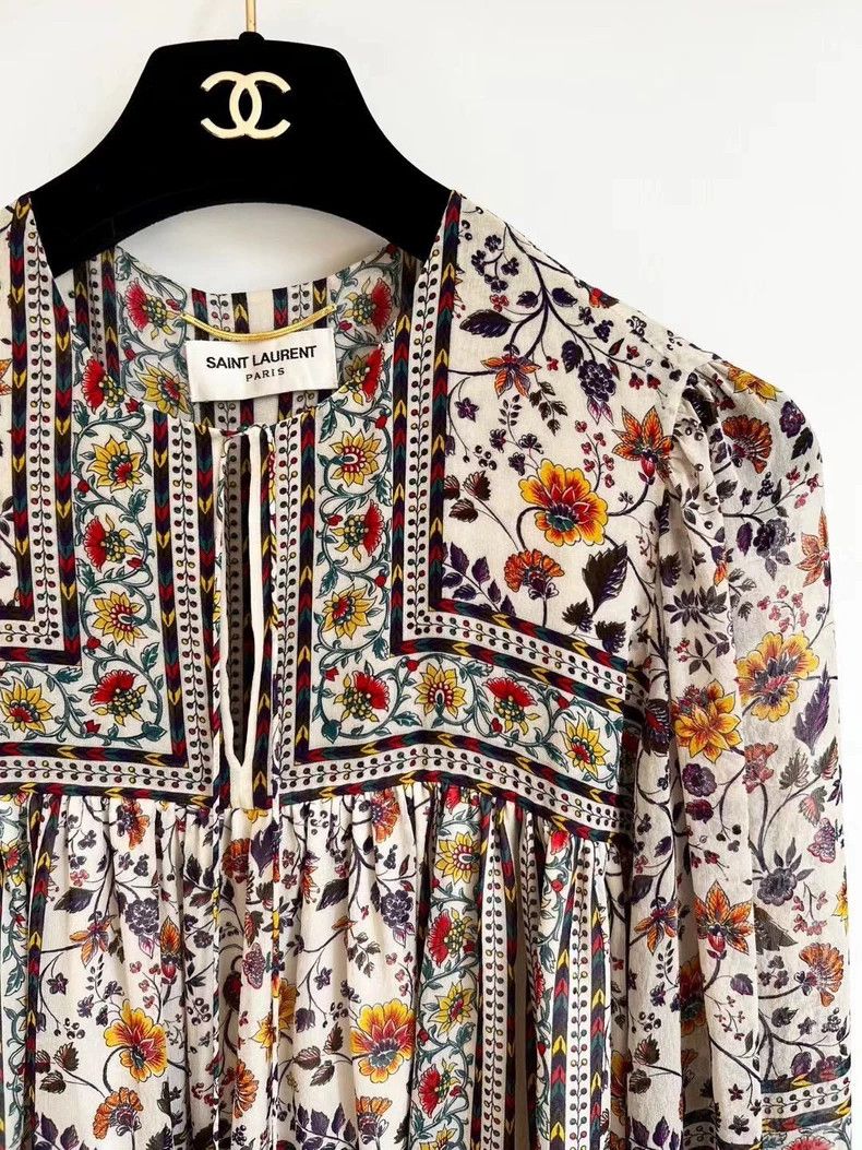 Saint Laurent Paris saint Laurent parisSmall floral boho style strappy dress 2 Size XS / US 0-2 / IT 36-38 - 2 Thumbnail