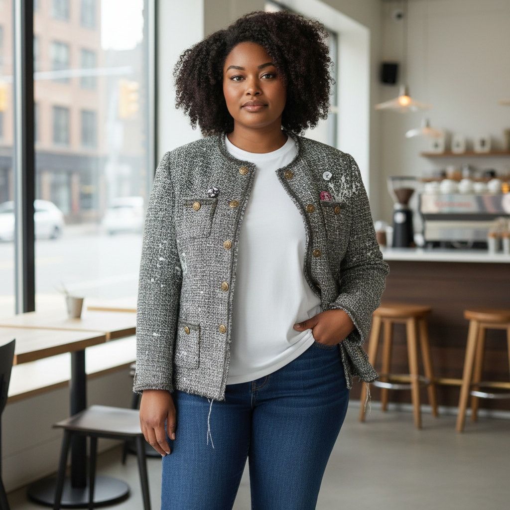 R13 R13 Slouch Embellished Tweed Jacket Gray Oversized Size M Size M / US 6-8 / IT 42-44 - 7 Thumbnail