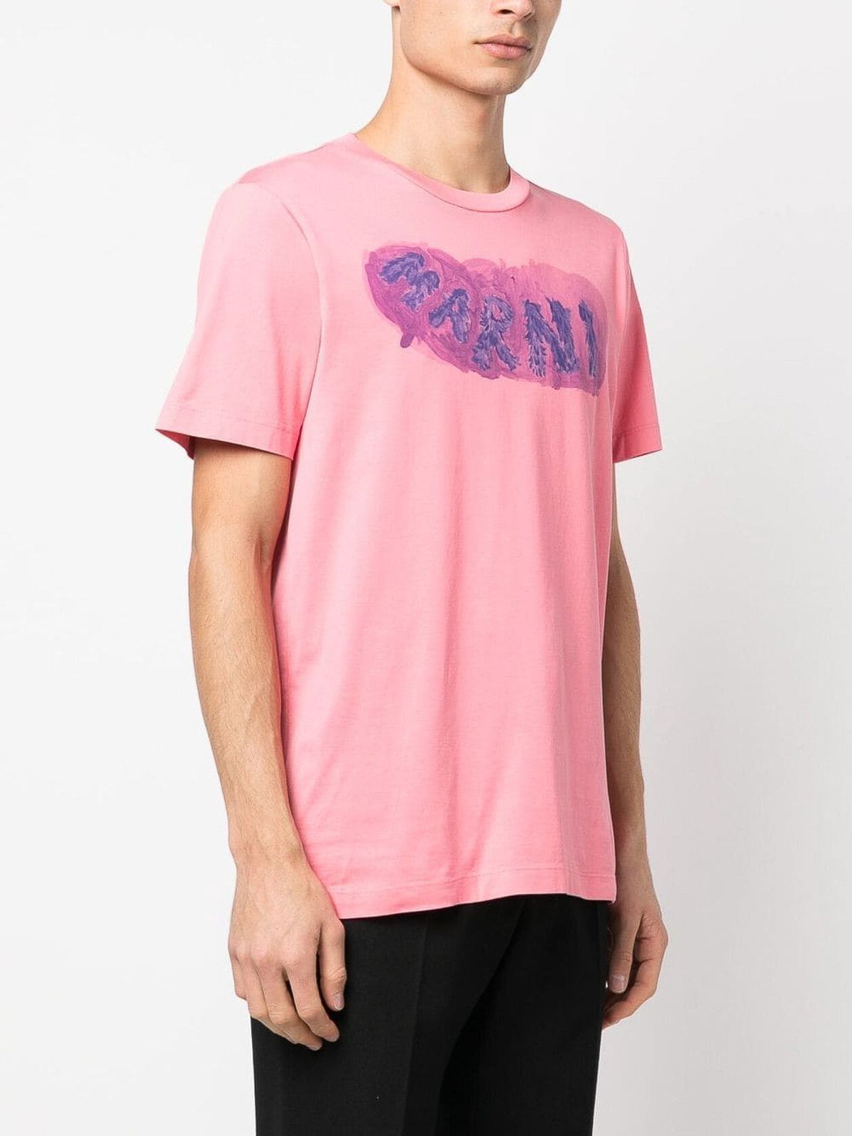 Marni o1y0225 Logo Crewneck T-Shirt in Pink Size US M / EU 48-50 / 2 - 3 Thumbnail