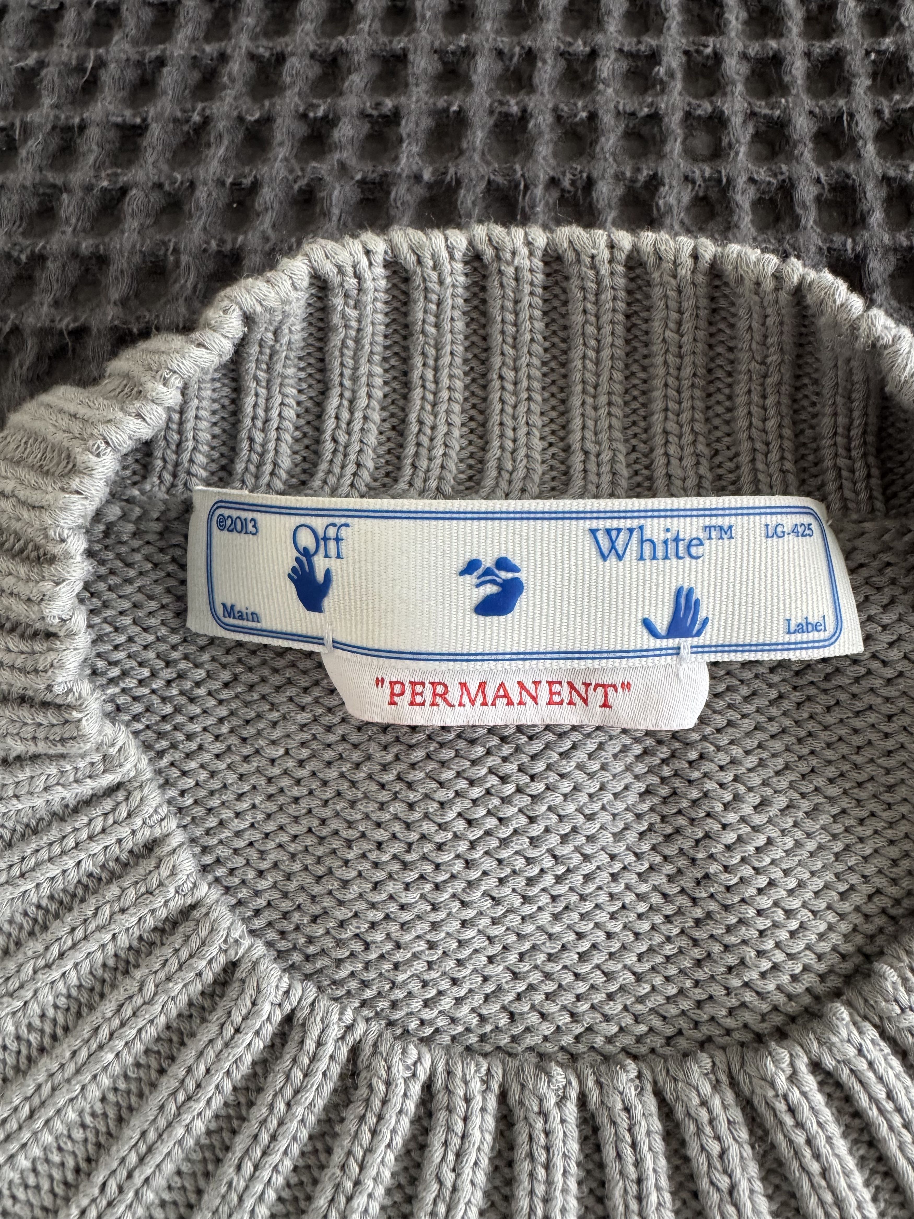 Off-White Off-White Diag Outline Knit Crewneck 'Medium Grey/Black' Size US M / EU 48-50 / 2 - 4 Thumbnail
