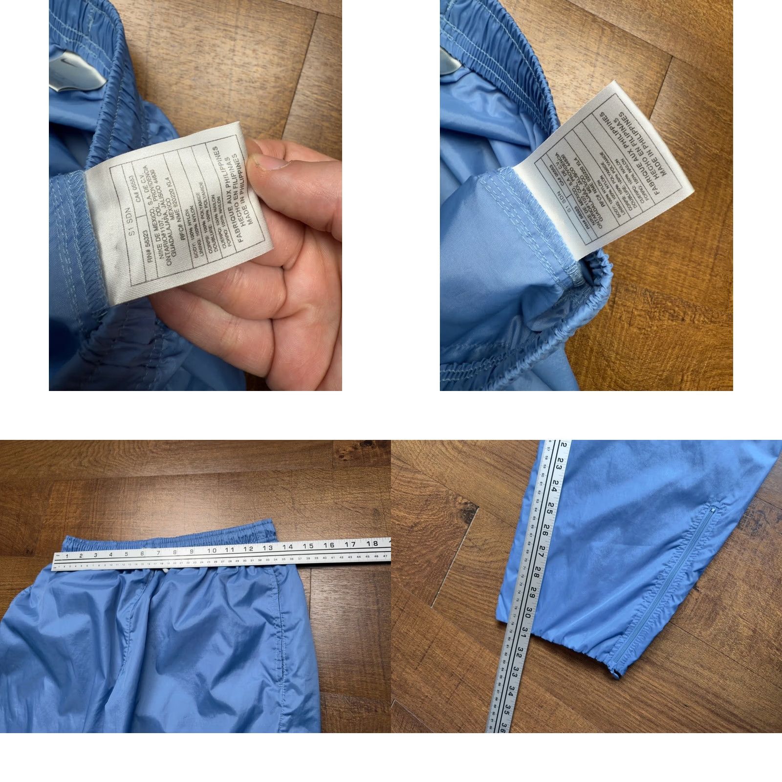 Nike VTG Y2K Nike Mens Track Pants Light Blue M Nylon Windbreaker Pockets Drawstring Ankle Zips 31in Inseam Sports Athleisure 90s Mens Size US 31 - 8 Thumbnail
