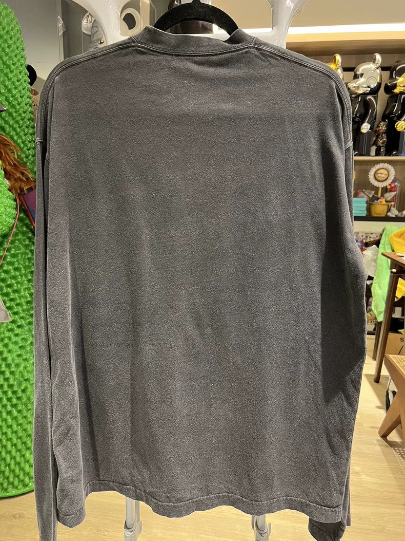 Balenciaga Balenciaga Washed gray long-sleeved T-shirt with yellow le Size US M / EU 48-50 / 2 - 6 Thumbnail