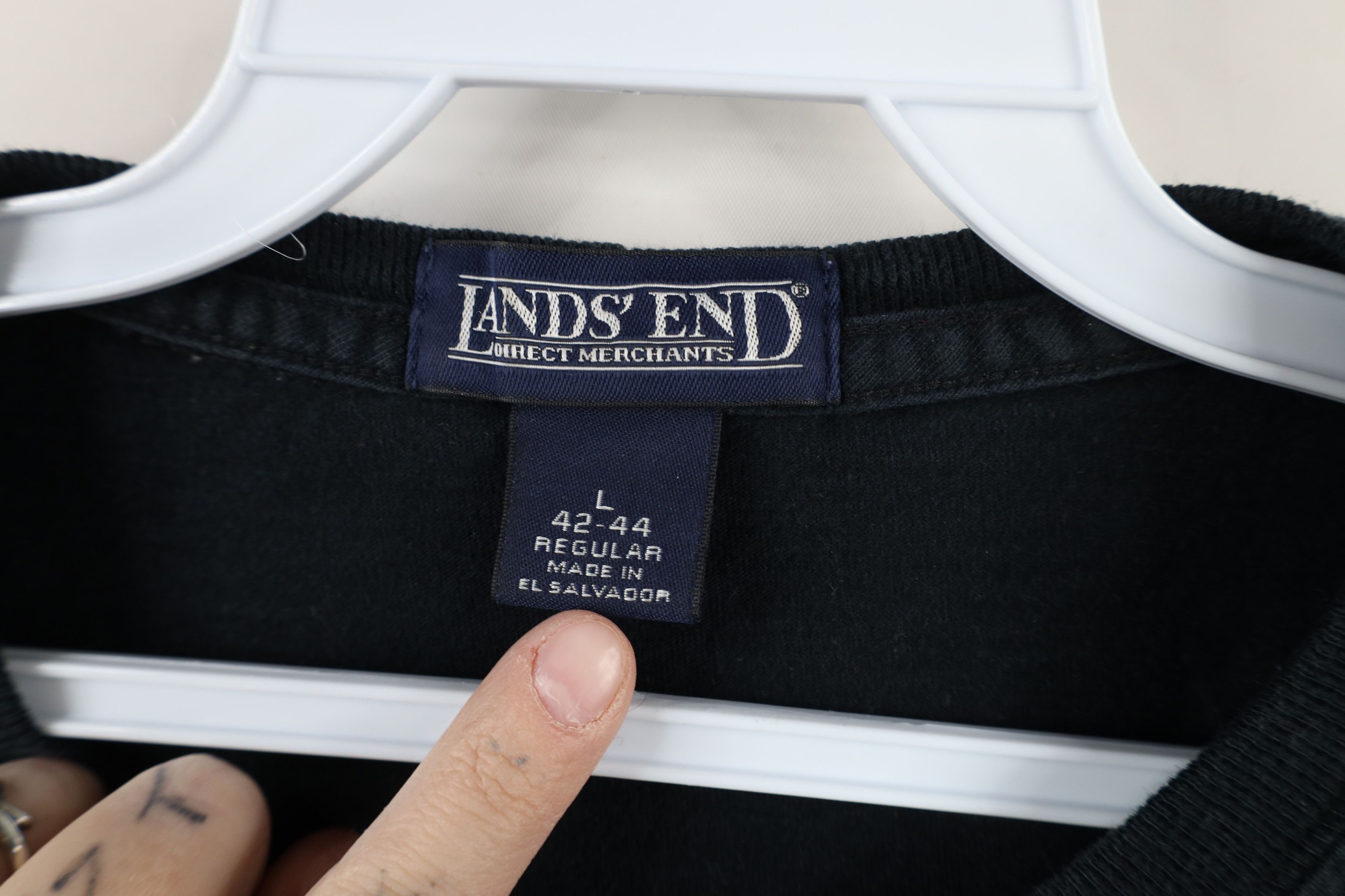 Lands' End × Vintage Vintage 90s Lands End Blank Heavyweight Cotton T-Shirt Black Size US L / EU 52-54 / 3 - 6 Thumbnail