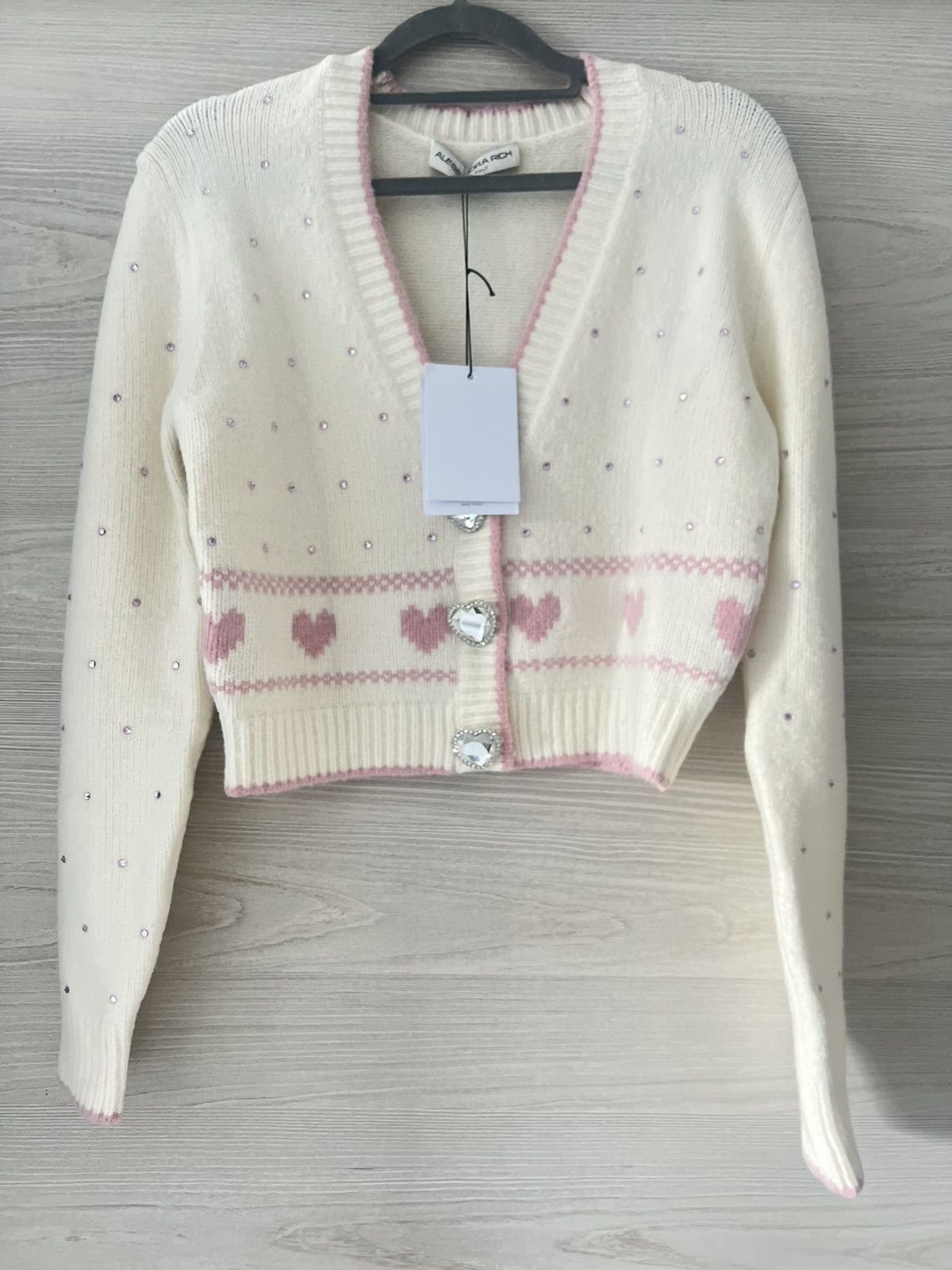 Alessandra Rich Alessandra Rich Heart Printed Diamond Cardigan Size XS / US 0-2 / IT 36-38 - 1 Thumbnail