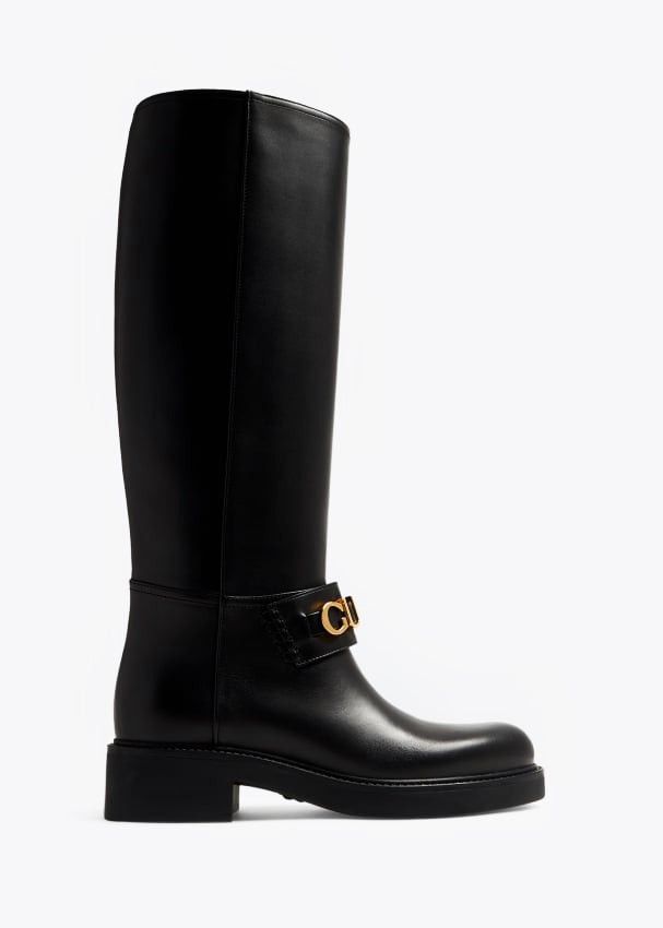 Gucci Gucci Big Logo Leather Boots SIZE 39.5 Size ONE SIZE - 1 Thumbnail