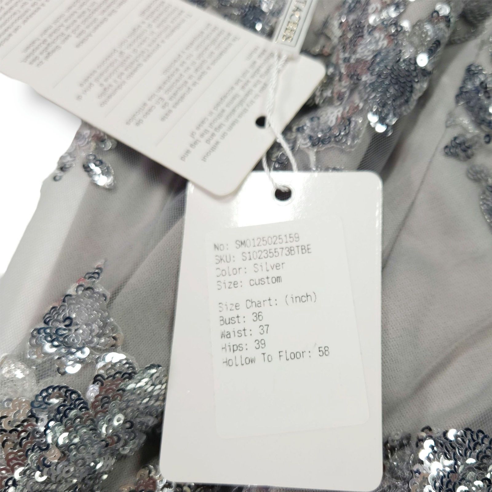 Other Stacees Mermaid Sequin Gown Silver Prom Wedding Custom NWT Size XXL / US 16-18 / IT 52-54 - 10 Thumbnail