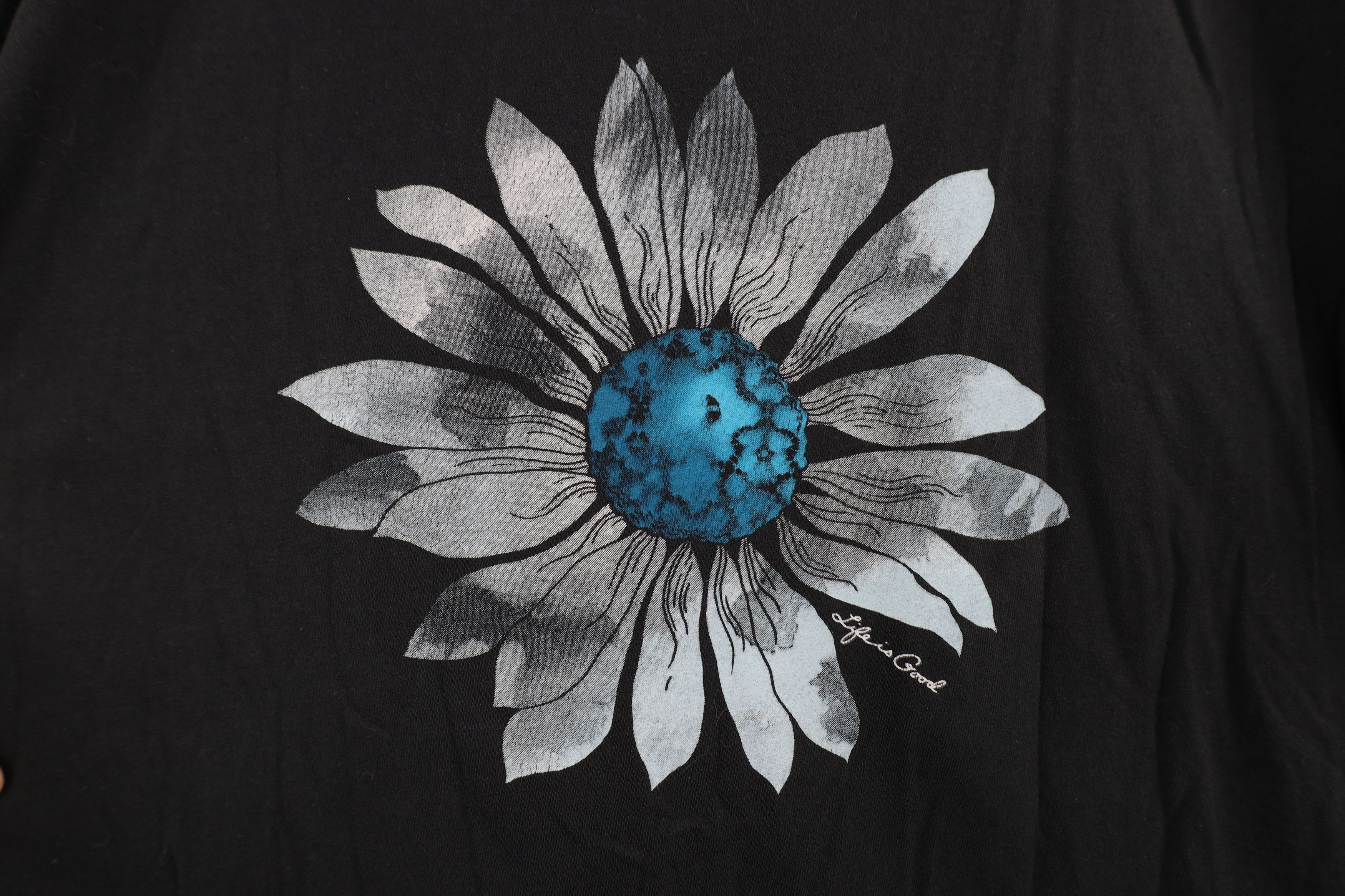 Life is Good × Vintage Life Is Good Spell Out Flower Short Sleeve T-Shirt Black Size L / US 10 / IT 46 - 4 Thumbnail