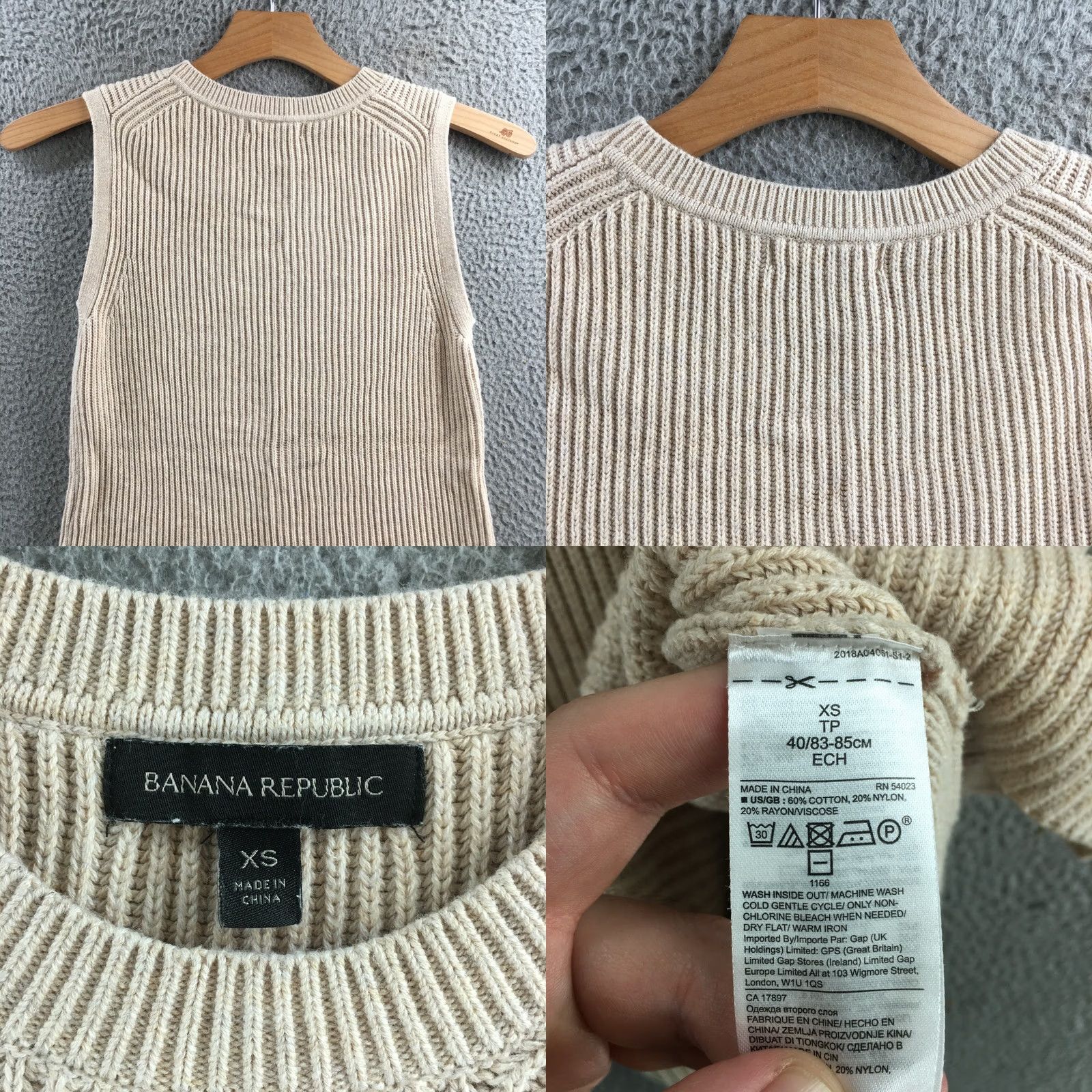 Banana Republic Banana Republic Sweater Womens XS Beige Sleeveless Ribbed Knit Tank Top Size XS / US 0-2 / IT 36-38 - 8 Thumbnail