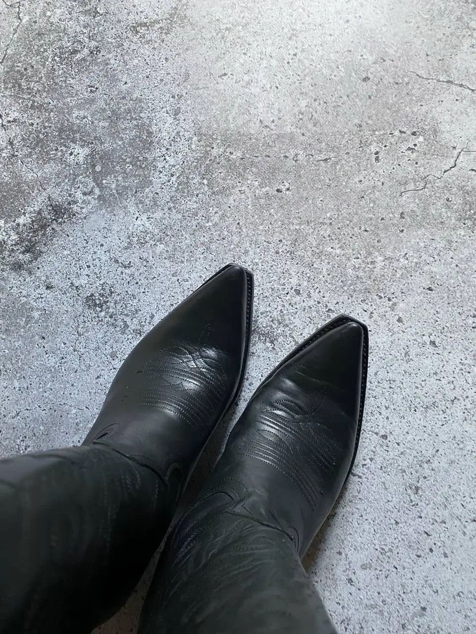 Leather VINTAGE 90s USA BLACK LEATHER WESTERN COWBOY BOOTS Size US 5.5 / EU 38 - 6 Thumbnail