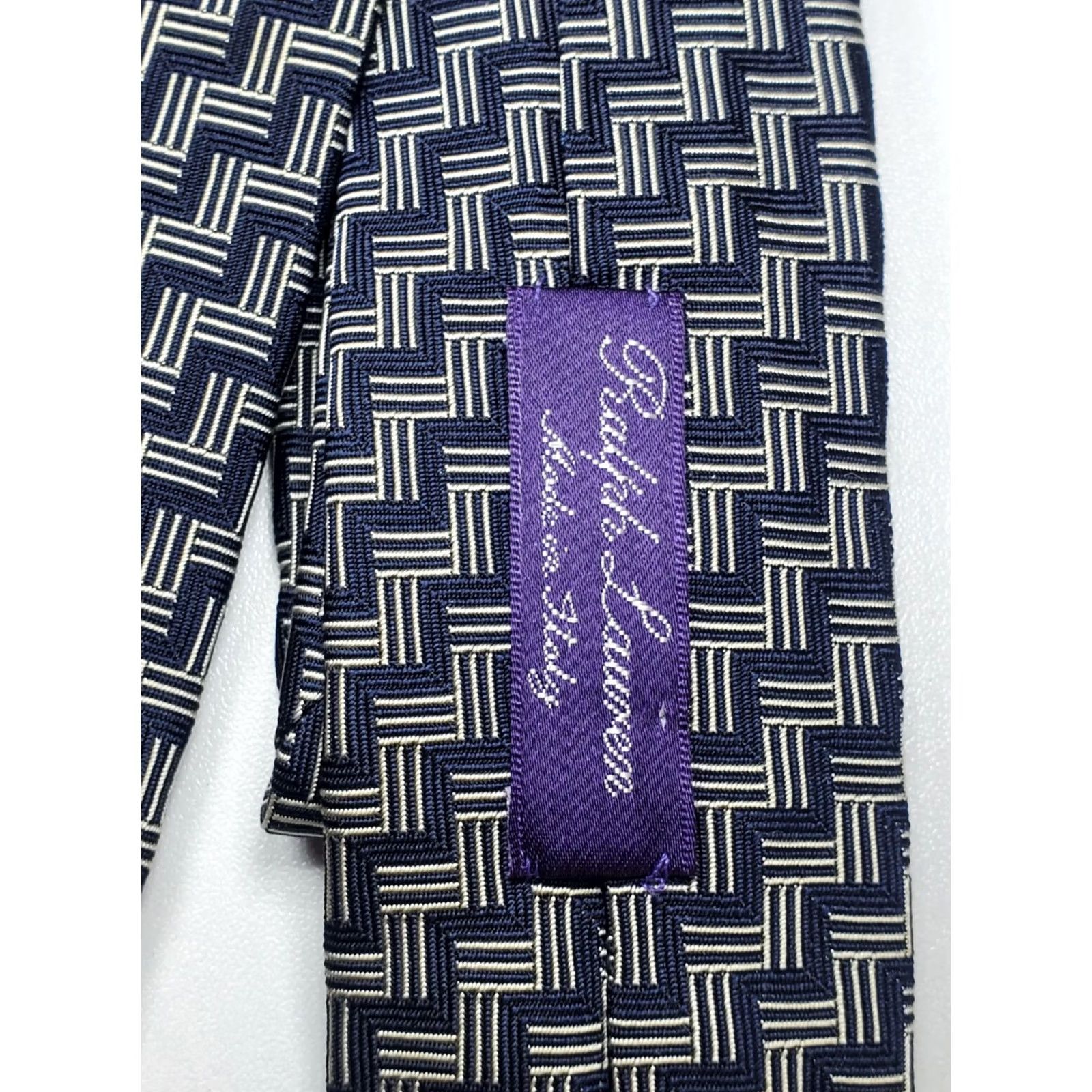 Ralph Lauren Purple Label VINTAGE Ralph Lauren Purple Label Silk Neck Tie Black White Made in Italy NWOT Preppy Geometric Boys Mens Regular Silk Tie Size ONE SIZE - 6 Thumbnail
