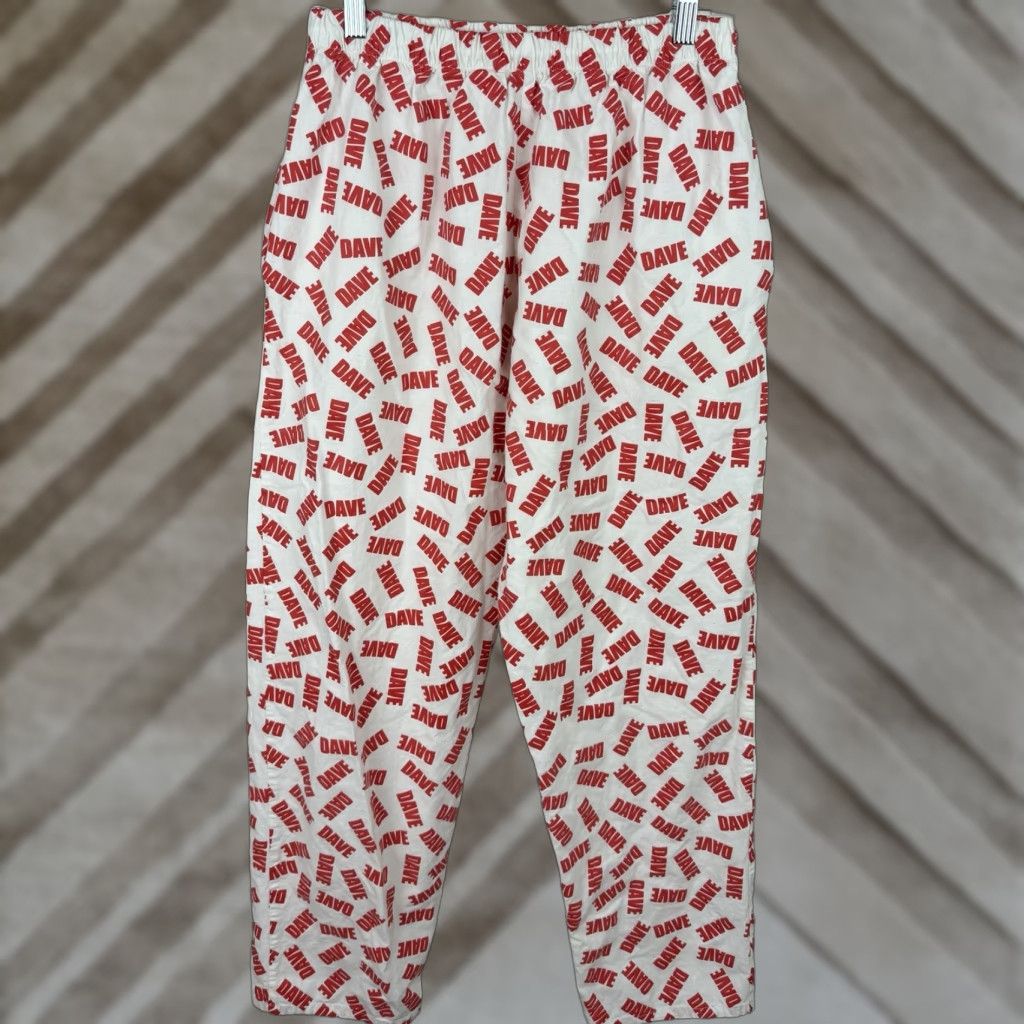 VINTAGE Boxer Rebellion Pajama Pants Mens M White Cotton Lightweight AOP Novelty Print 90s Fun Funny