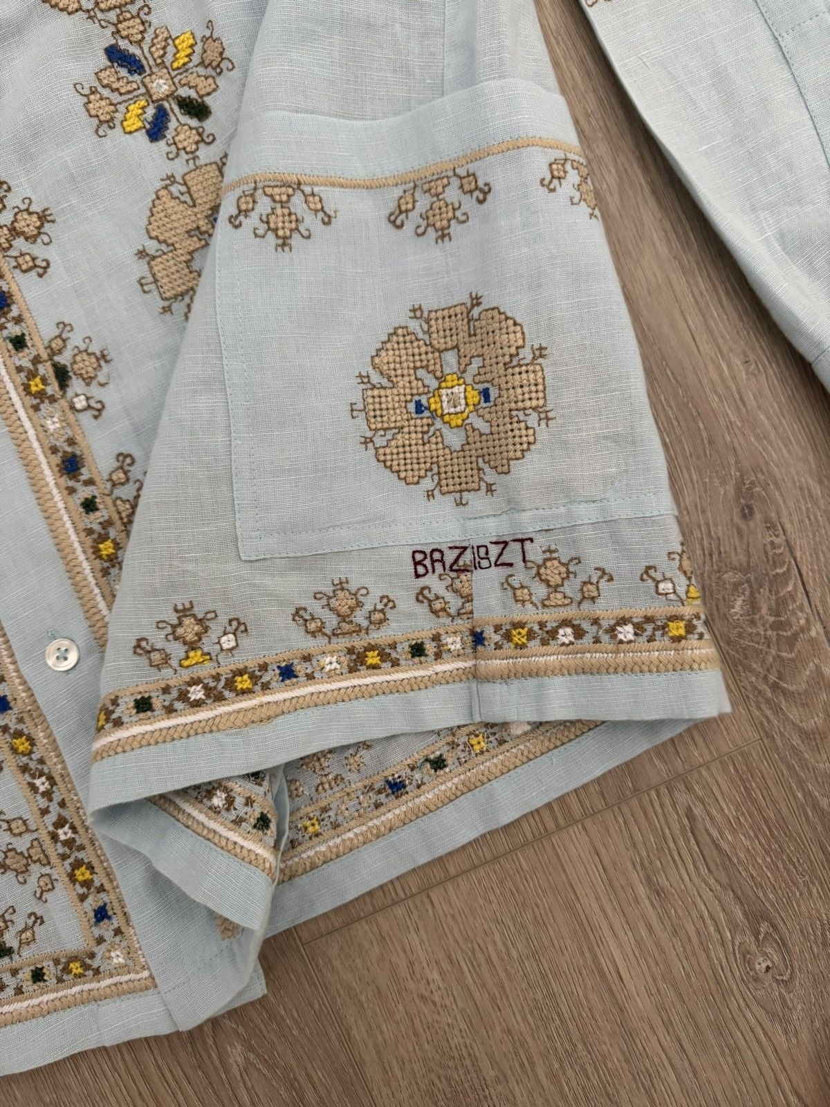Other Baziszt Roses Embroidered Floral Camp Collar Shirt Size US S / EU 44-46 / 1 - 9 Thumbnail