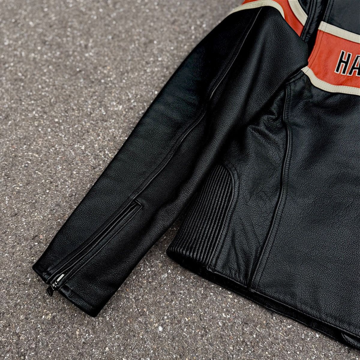 Harley Davidson Leather jacket Harley Davidson black orange motorcycle usa Size L / US 10 / IT 46 - 8 Thumbnail
