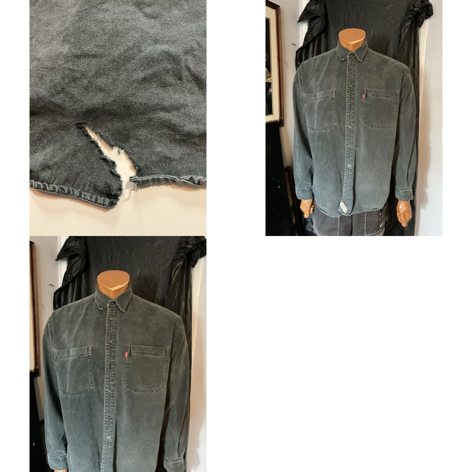 Levi's VINTAGE Levi's Modern Authentics Black Workwear Button-Front L/S Shirt M (1990s) Mens Size US M / EU 48-50 / 2 - 8 Thumbnail