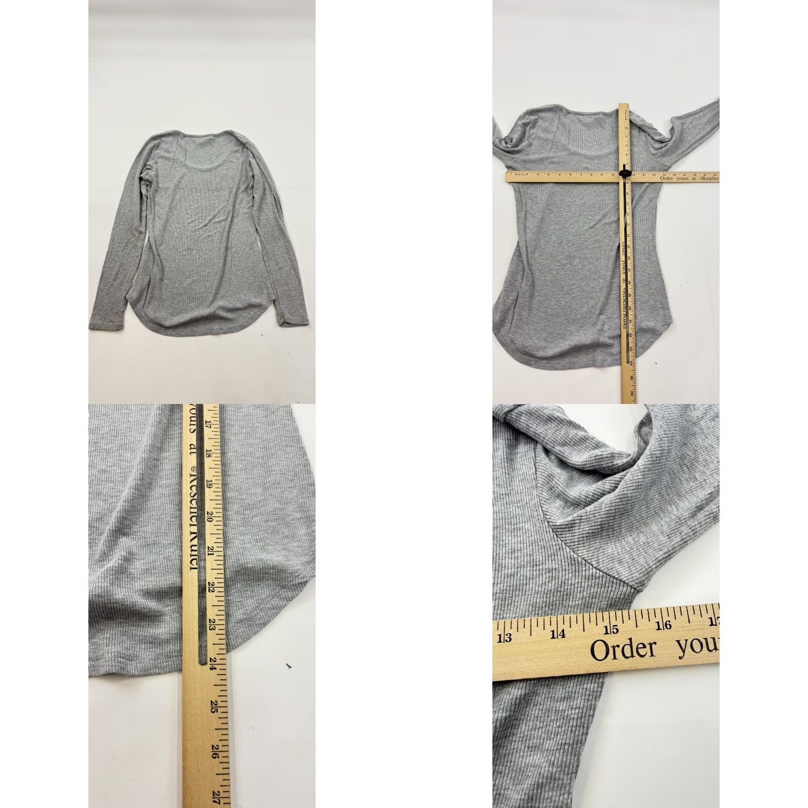 Vintage Amour Vert Shirt Womens Small Gray Ribbed Modal Long Sleeve Scoop Neck Top Size S / US 4 / IT 40 - 8 Thumbnail