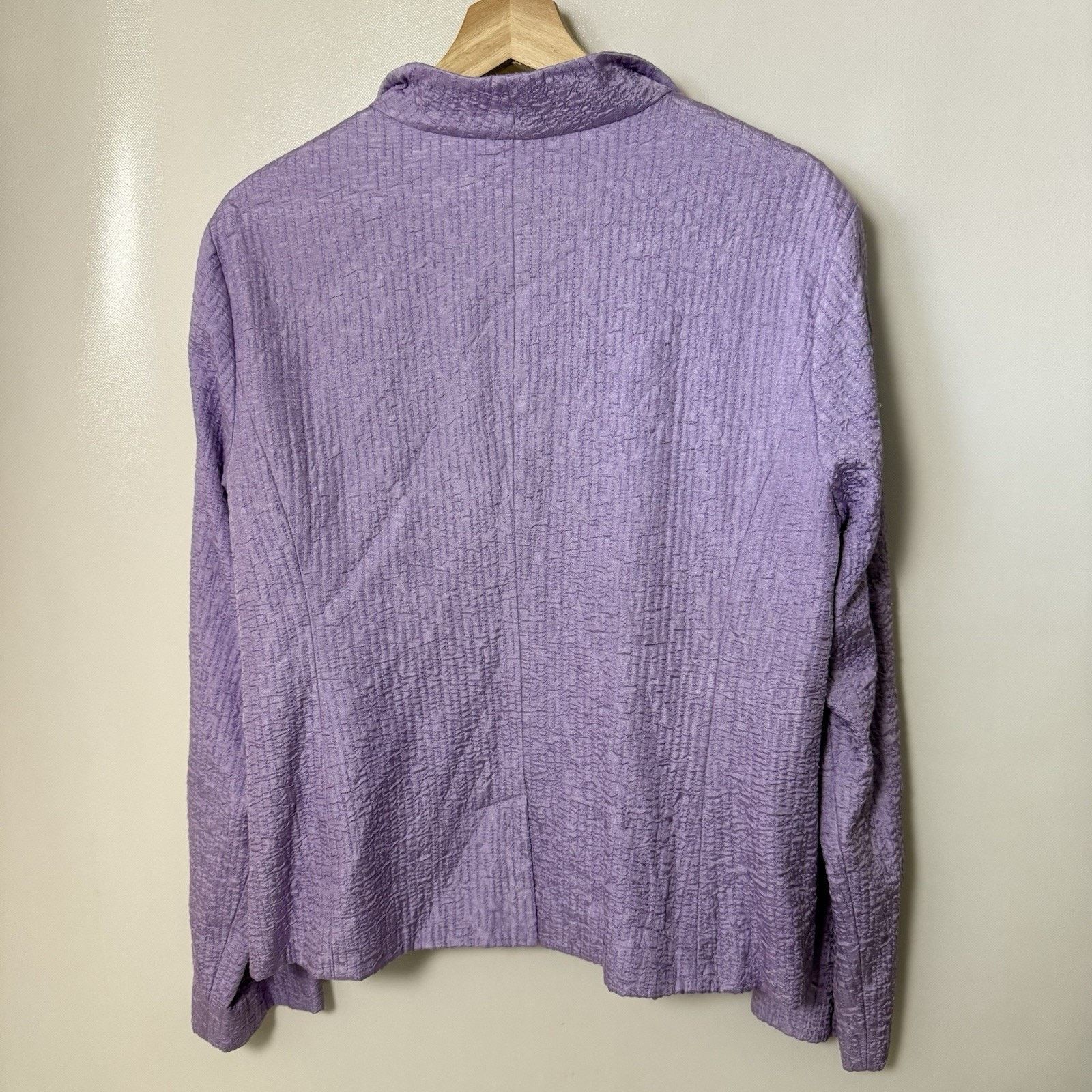 Eileen Fisher Eileen Fisher Purple 100% Silk Crinkle Jacket Large Petite Size L / US 10 / IT 46 - 2 Thumbnail