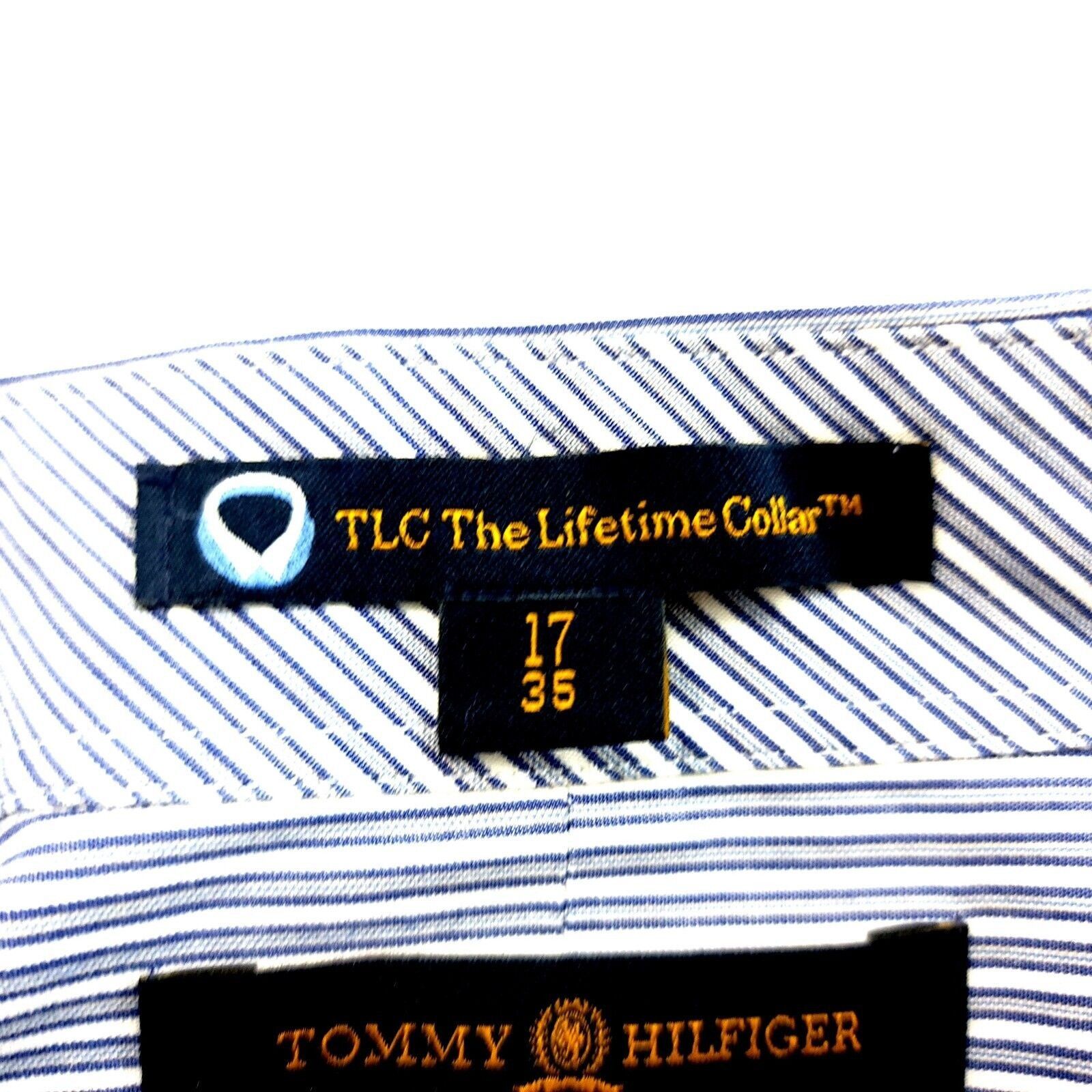 Tommy Hilfiger Tommy Hilfiger Blue Striped Collared Dress Shirt Cotton 17 3 Size US XL / EU 56 / 4 - 6 Thumbnail