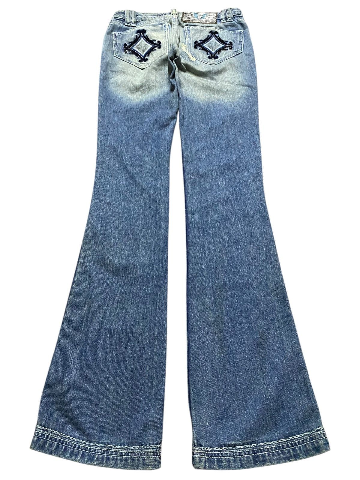 If Six Was Nine Japanese Brand Elvis Distressed Embroidery Flare Jeans Size 27" / US 4 / IT 40 - 2 Thumbnail