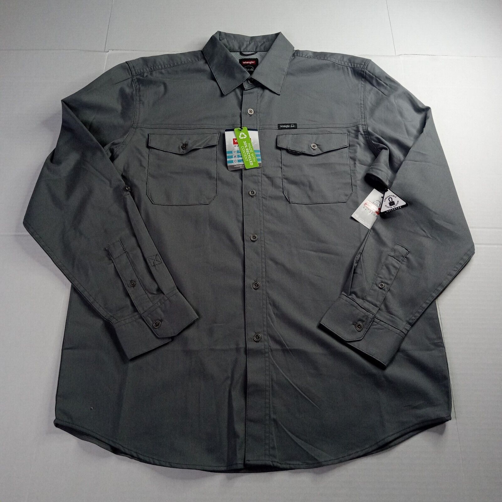 Wrangler Wrangler Shirt Men's L Gray Convertible Sleeves 2-Pockets Size US L / EU 52-54 / 3 - 1 Thumbnail