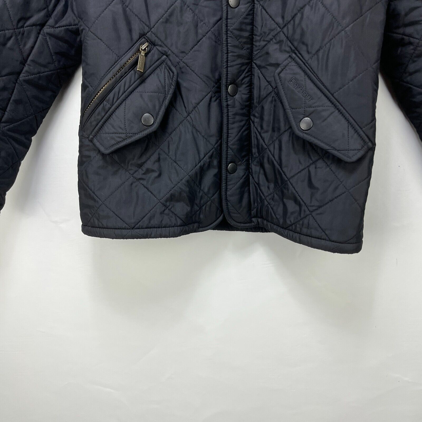 Barbour × Vintage Vintage Barbour Powell Quilted Jacket Boys Large 10/11 Black Size US L / EU 52-54 / 3 - 2 Thumbnail