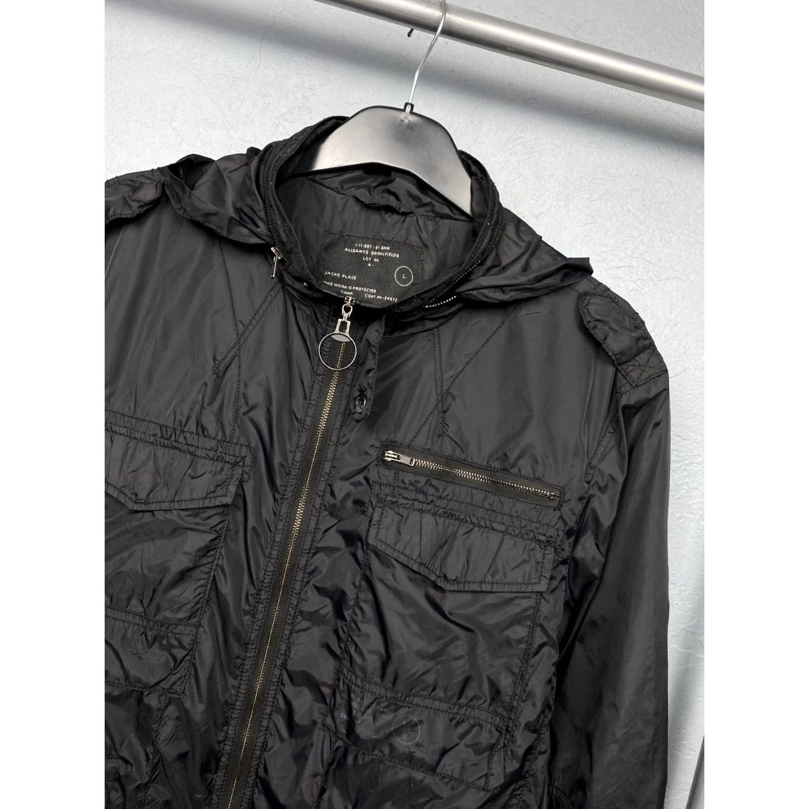 Allsaints AllSaints Vintage Mens Nylon Vacant Jacket L Black Windbreaker Jacket Mens Size US L / EU 52-54 / 3 - 2 Thumbnail