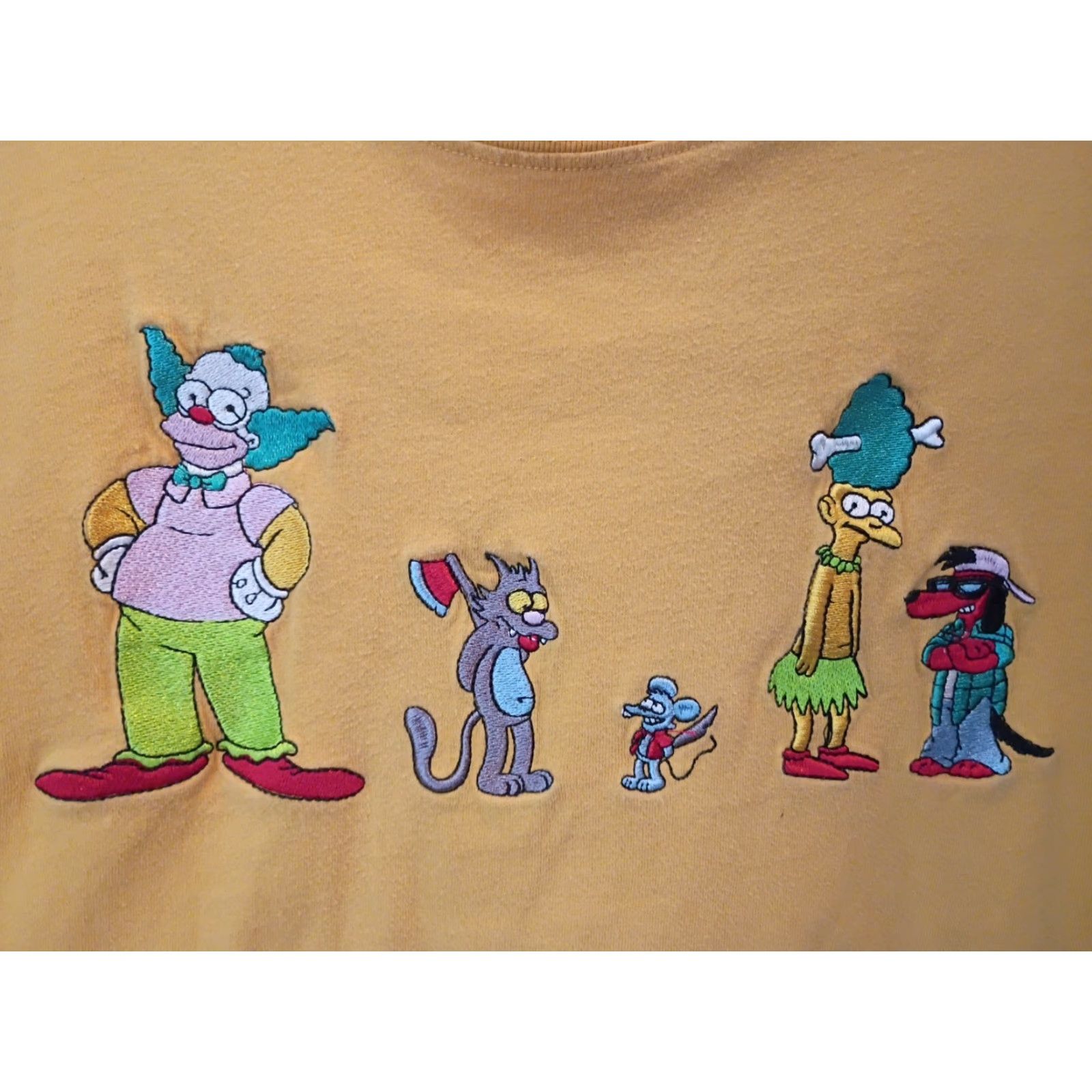 Vintage VINTAGE The Simpsons T-shirt Embroidered 5 Character Front Size L Yellow Men T-Shirt Krusty the Clown 90s Cartoon Funny Embroidered Size US L / EU 52-54 / 3 - 2 Thumbnail