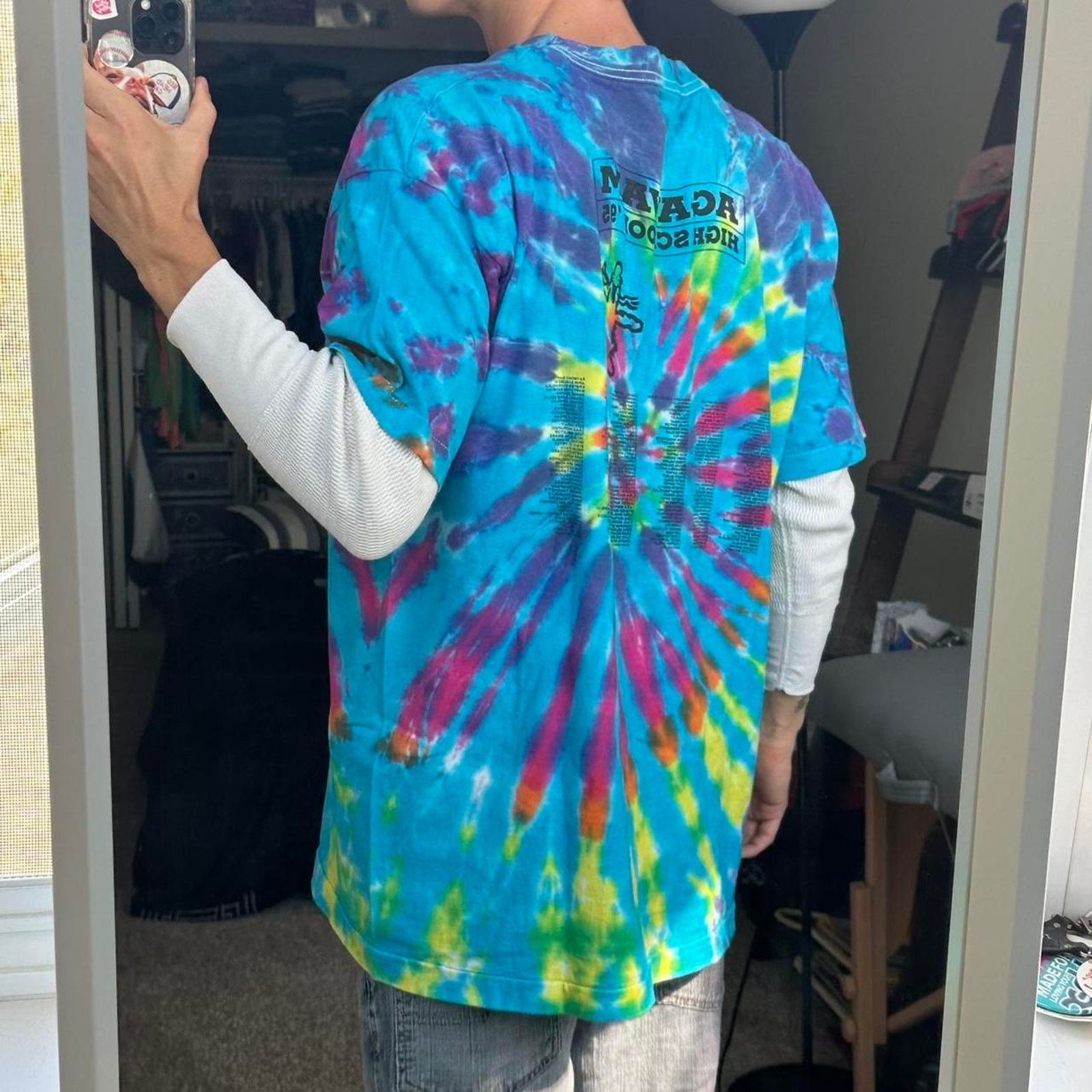 Vintage Vintage 90s Hippy Class High Stoner Tie Dye Blank Tee Shirt Size US XL / EU 56 / 4 - 2 Thumbnail