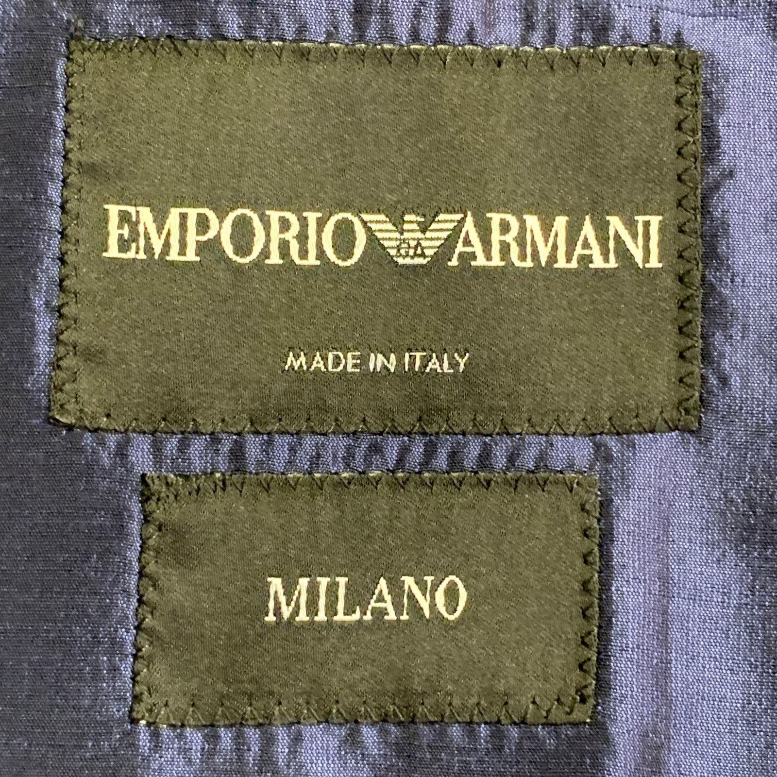 Emporio Armani EMPORIO ARMANI Regular Metallic Blue Silk Shantung Coat Size 34R - 5 Thumbnail