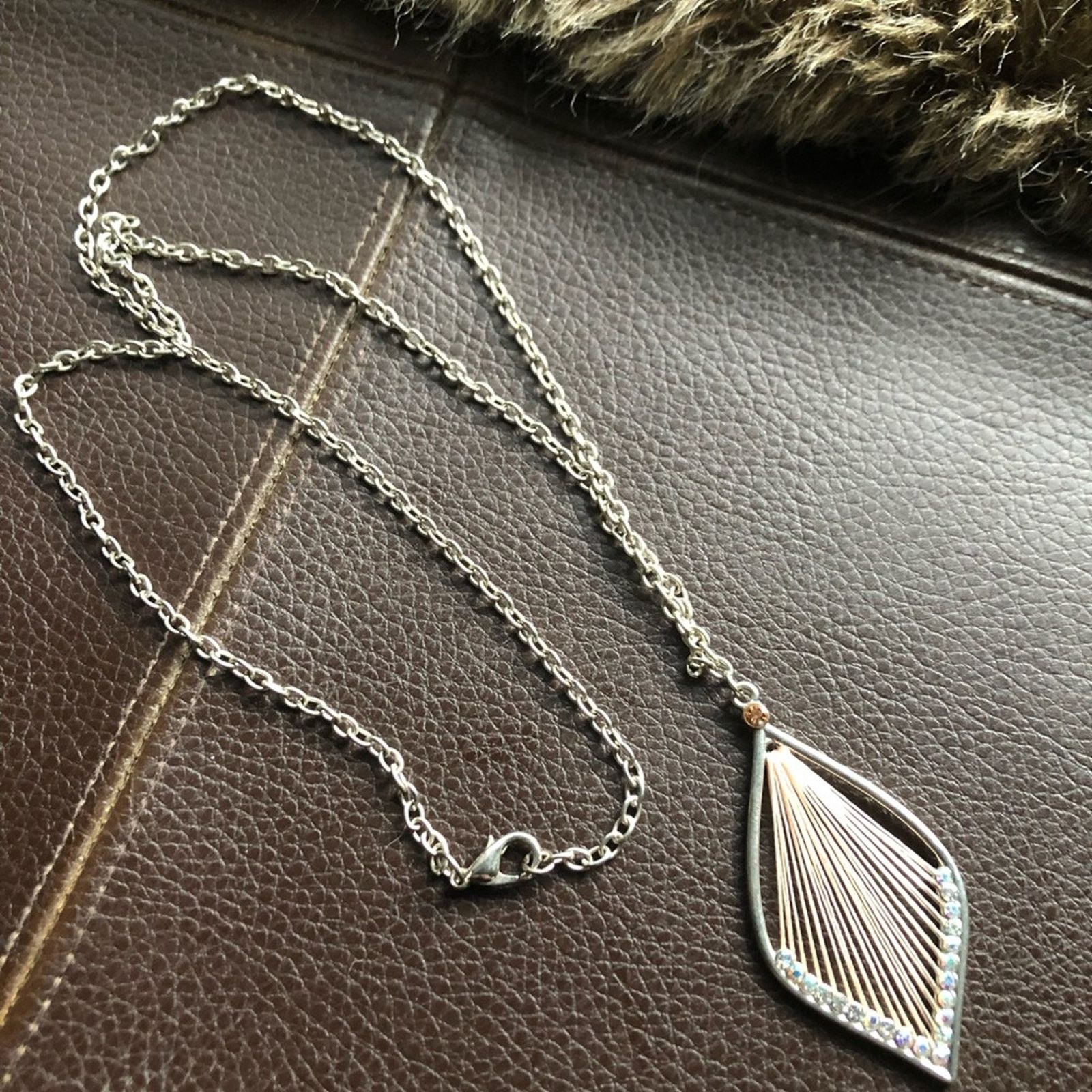 Handmade Sparkle crystal threaded medallion pendant on chain necklace Size ONE SIZE - 7 Thumbnail