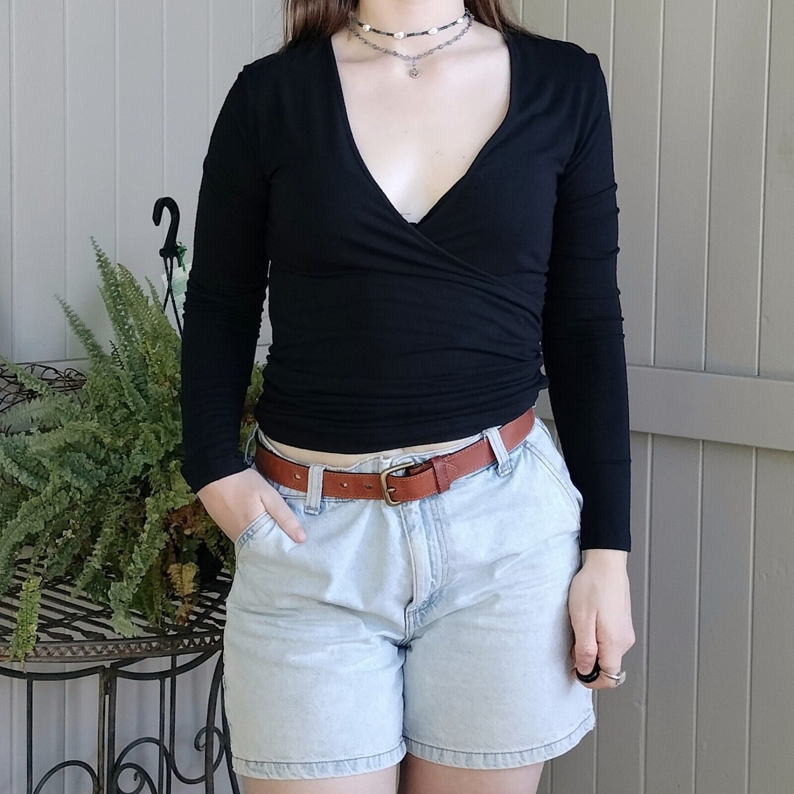 Esprit × Vintage Vintage Y2K 2000s Esprit Blouse Long Sleeve Crossover Size M / US 6-8 / IT 42-44 - 2 Thumbnail