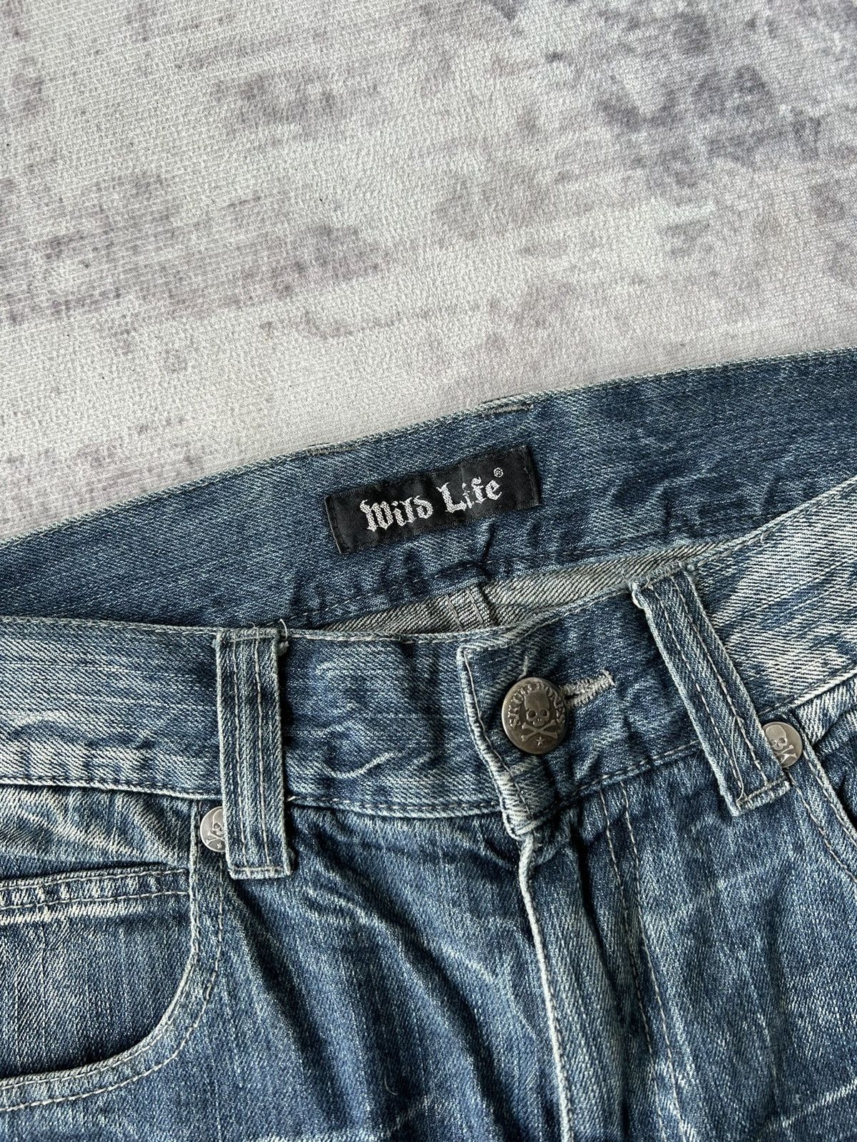 If Six Was Nine Punk Skull Flared Distressed Jeans Style Size US 32 / EU 48 - 8 Thumbnail