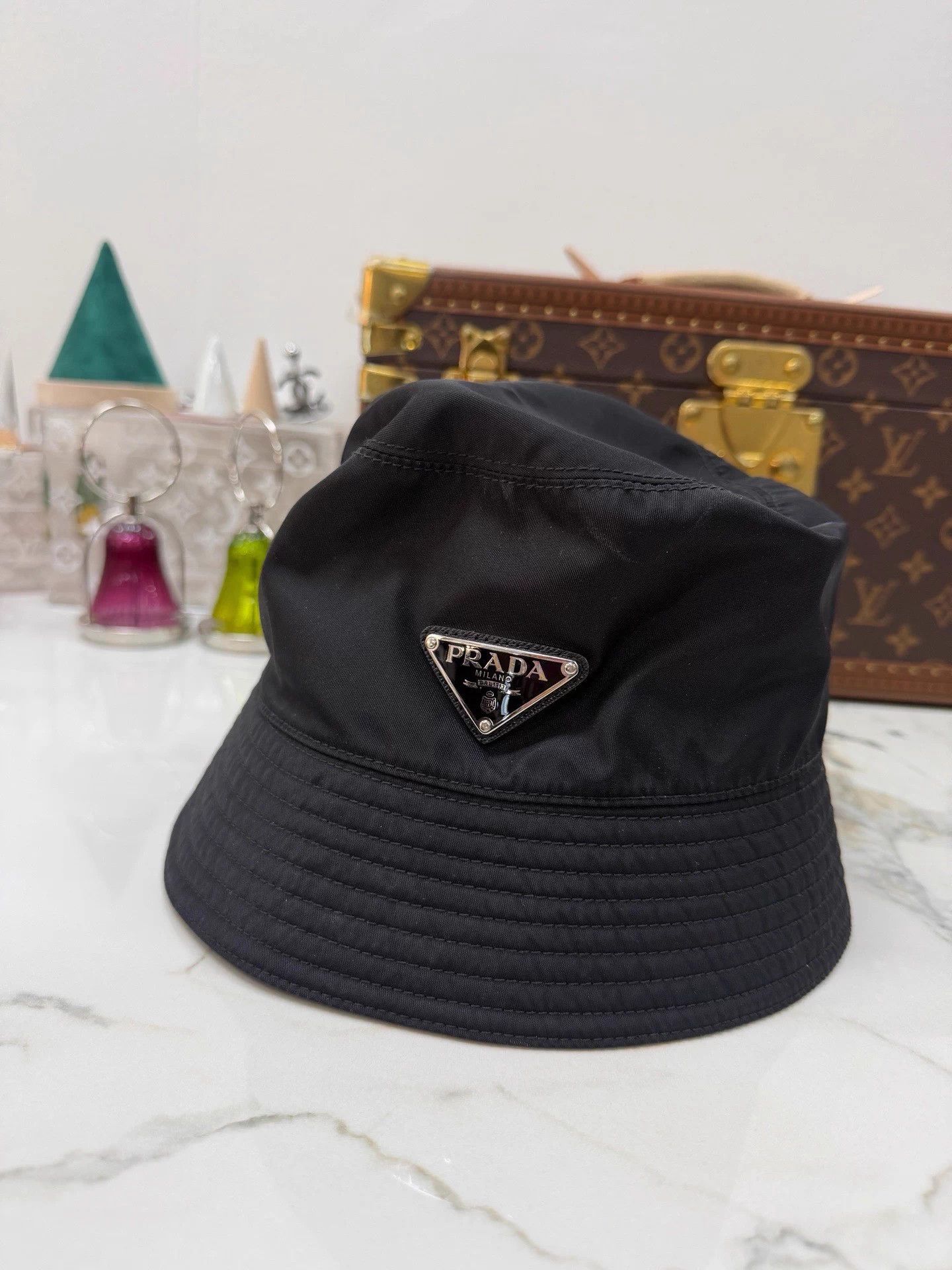 Prada Prada Triangle Logo Bucket Hat 99 New Size S Size ONE SIZE - 2 Thumbnail