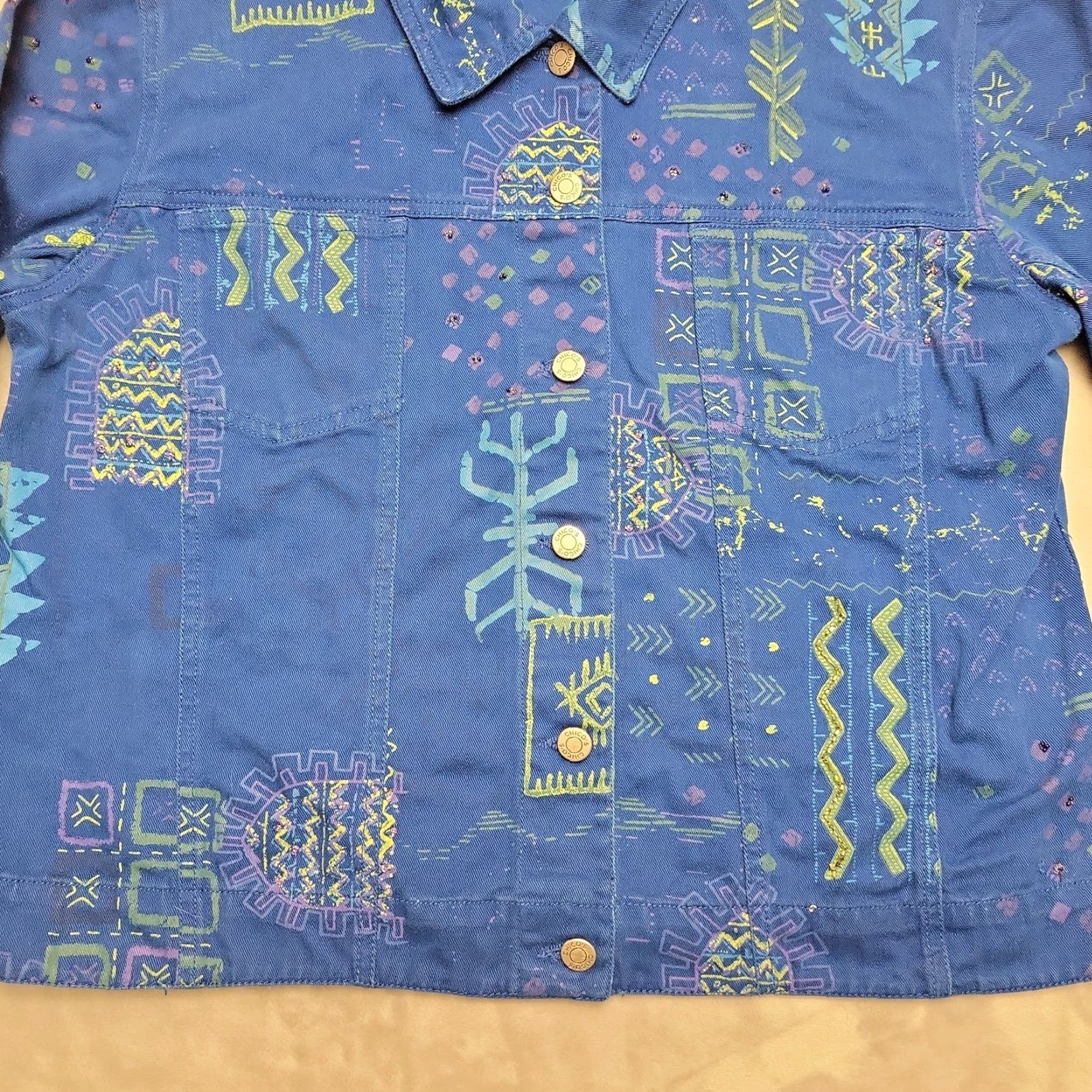 Vintage VINTAGE Chico's Jacket Womens 12 Blue Twill Trucker Casual Classic Jacket Size XL / US 12-14 / IT 48-50 - 2 Thumbnail