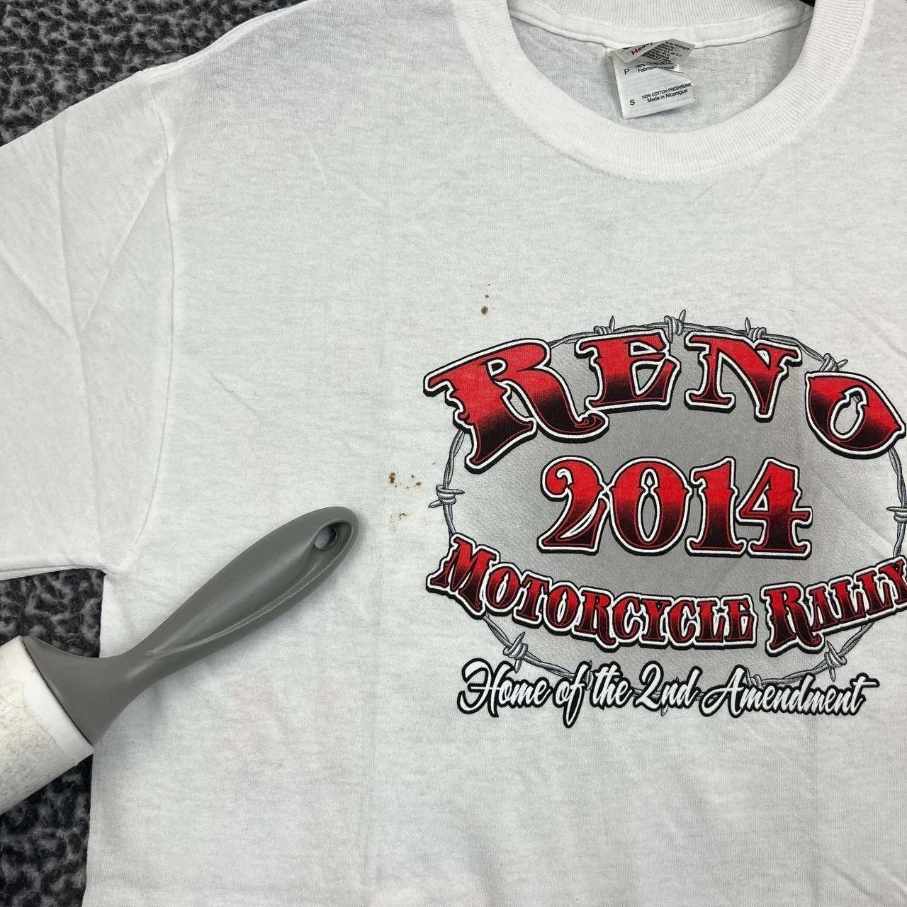 Gildan Vintage Reno Motorcycle Rally Shirt Men Small White Gildan Size US S / EU 44-46 / 1 - 4 Thumbnail