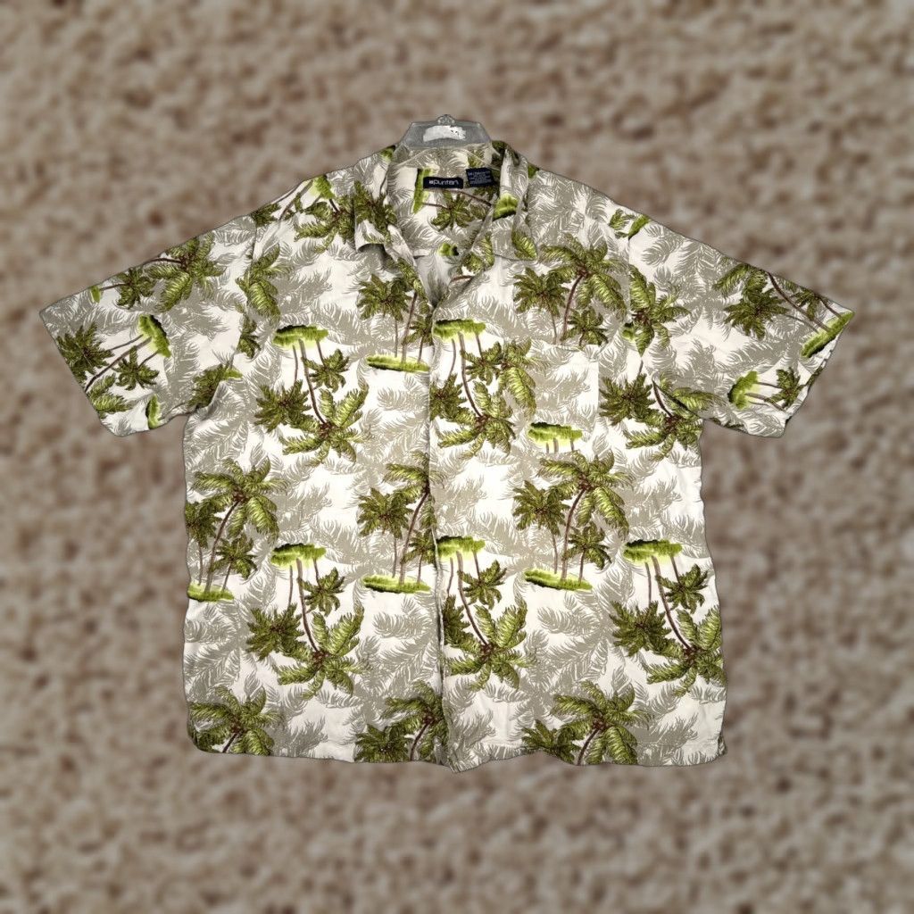 Vintage Puritan Shirt Mens 2XL Beige Green Hawaiian Palm Tree Print Rayon Button-Up Casual Short Sleeve Pattern Floral 2XL Mens Vibrant Hawaiian Theme Womens? Size US XXL / EU 58 / 5 - 1 Thumbnail