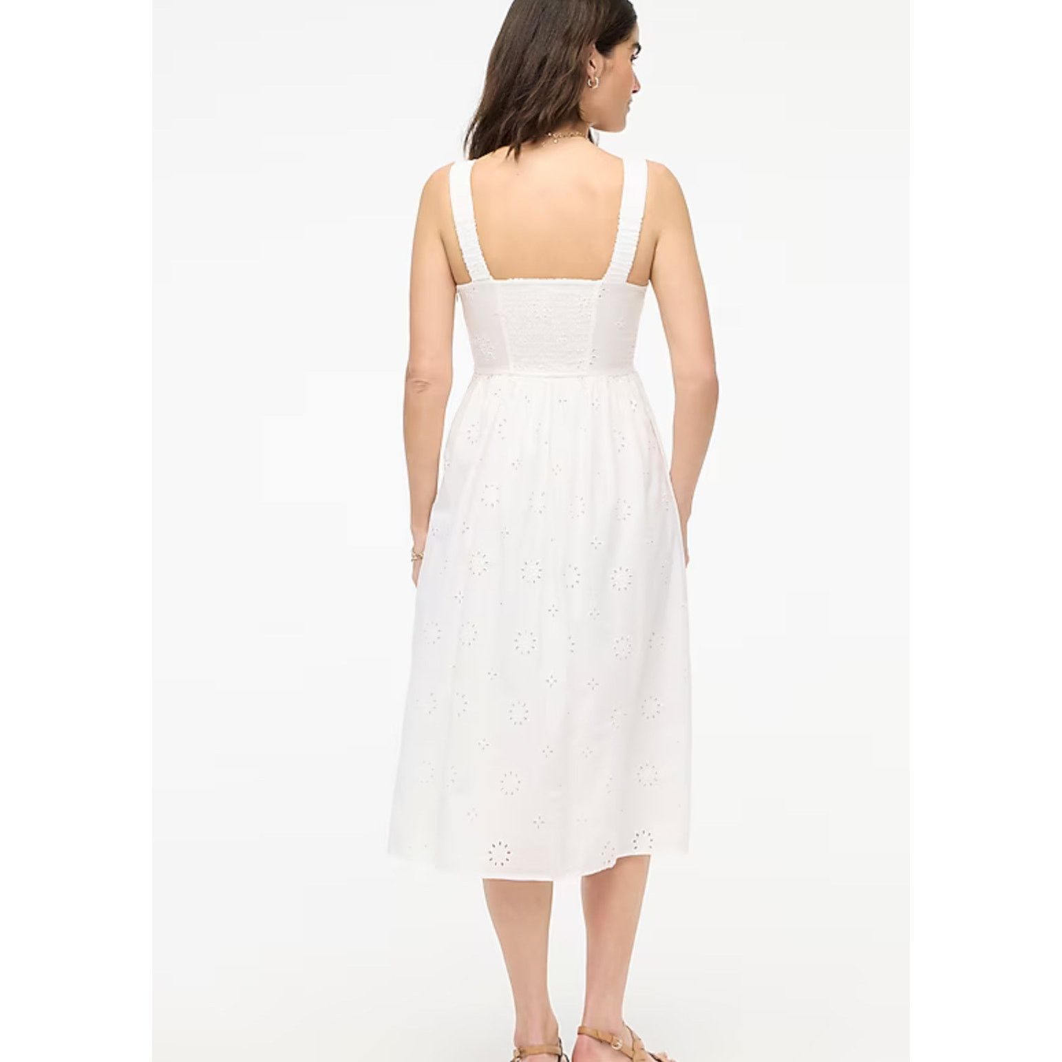 J.Crew NWT J.Crew Eyelet Midi Dress In White Size 4 Size S / US 4 / IT 40 - 3 Thumbnail