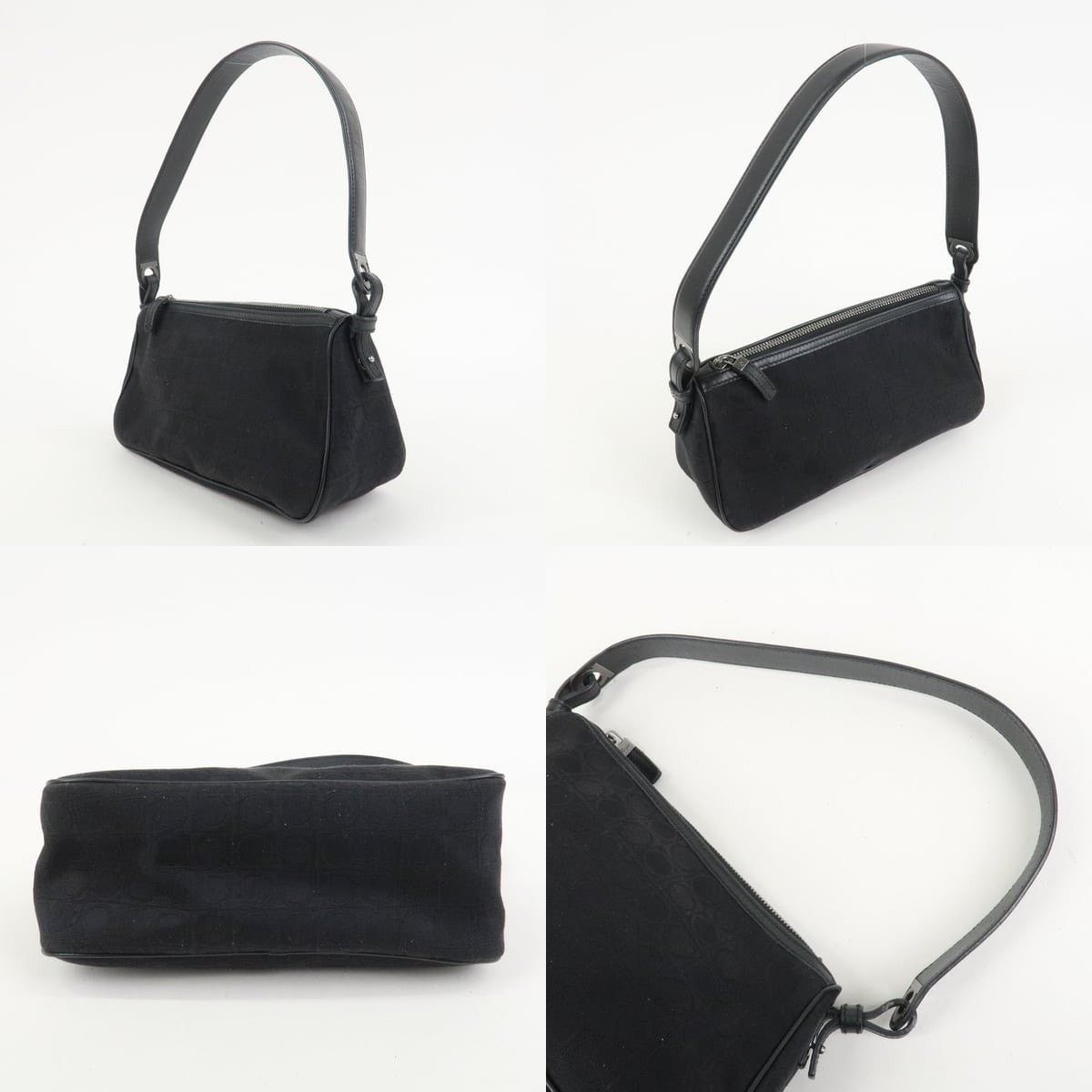 Salvatore Ferragamo Ferragamo Gancini Canvas Shoulder Bag Black Size ONE SIZE - 3 Thumbnail