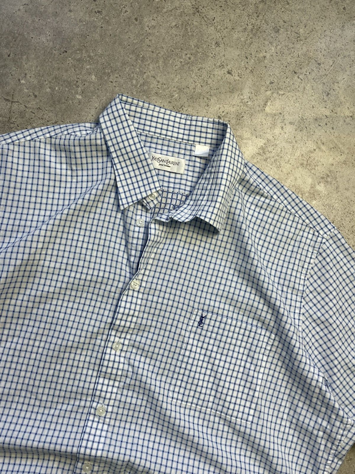 Yves Saint Laurent Vintage Yves Saint Laurent YSL Check Short Sleeve Shirt Size US XL / EU 56 / 4 - 3 Thumbnail