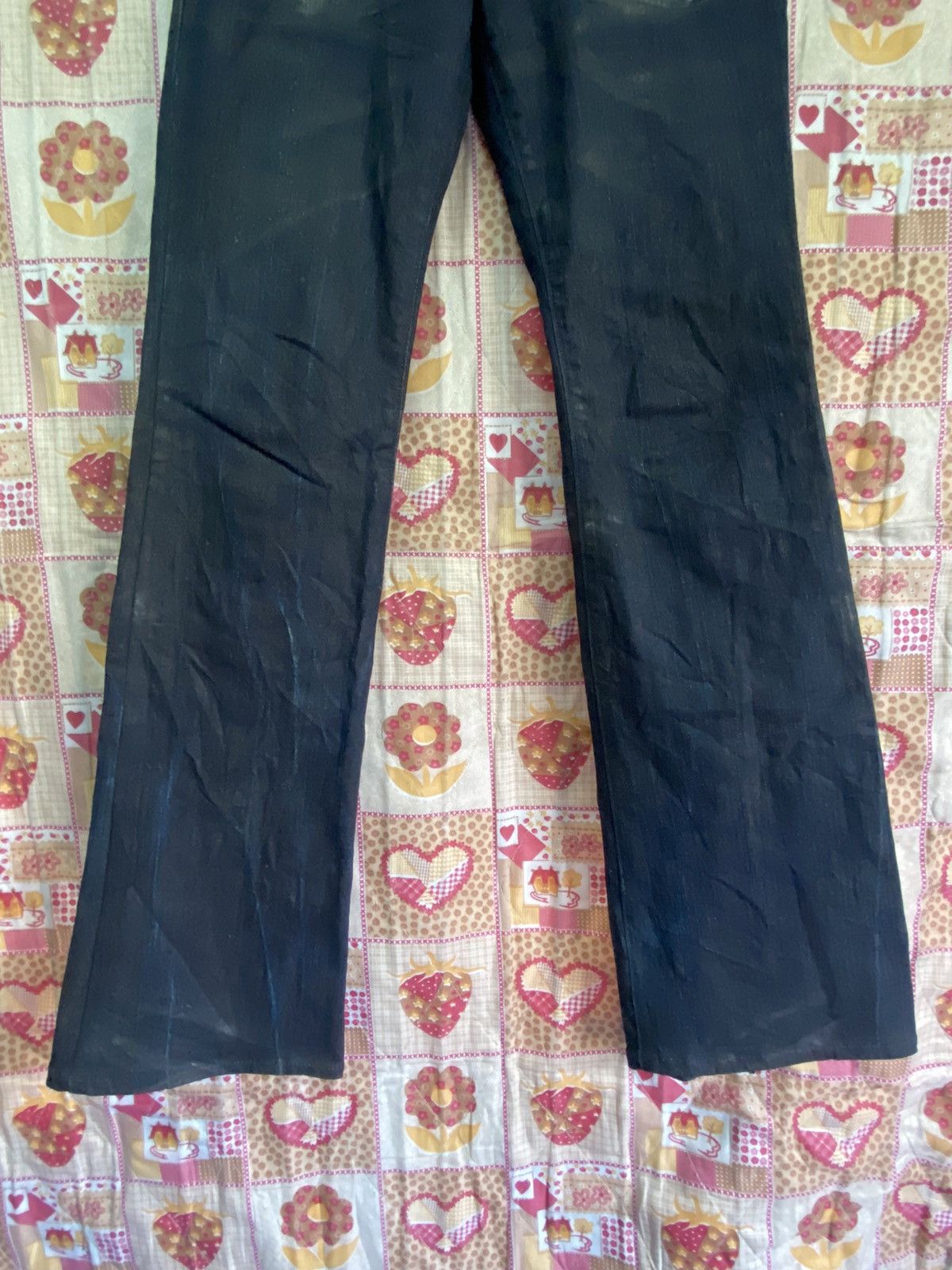 Tornado Mart Tornado Mart Lace Up Denim Black Oilcloth Flare Boot Cut Size US 29 - 7 Thumbnail