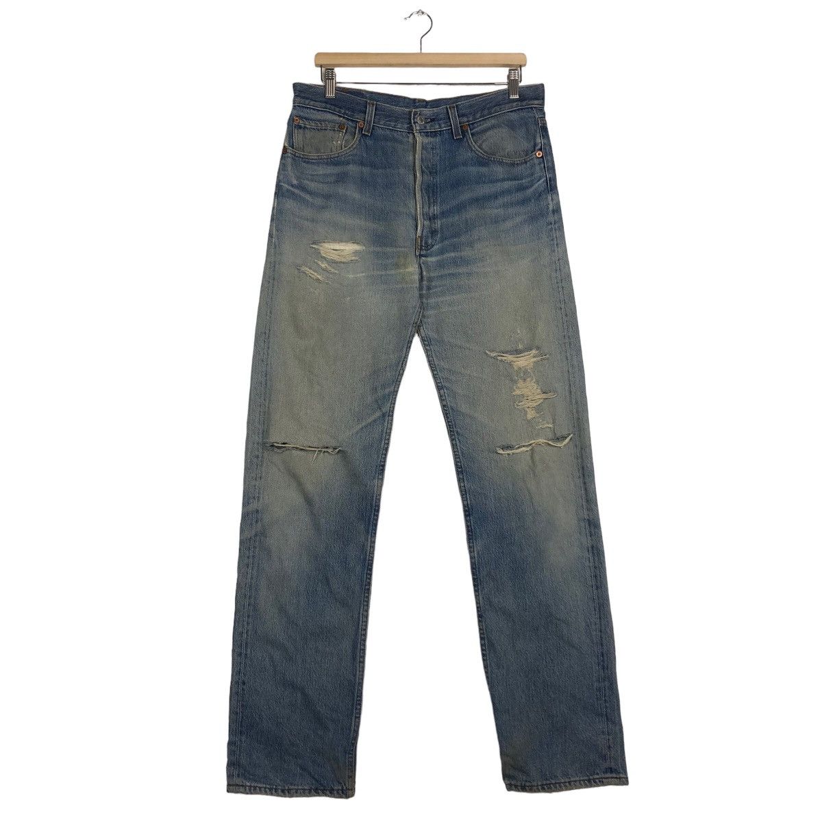 Levi's 🔥90’s Vintage Distressed Jeans Levi’s Made in USA Size US 34 / EU 50 - 2 Thumbnail